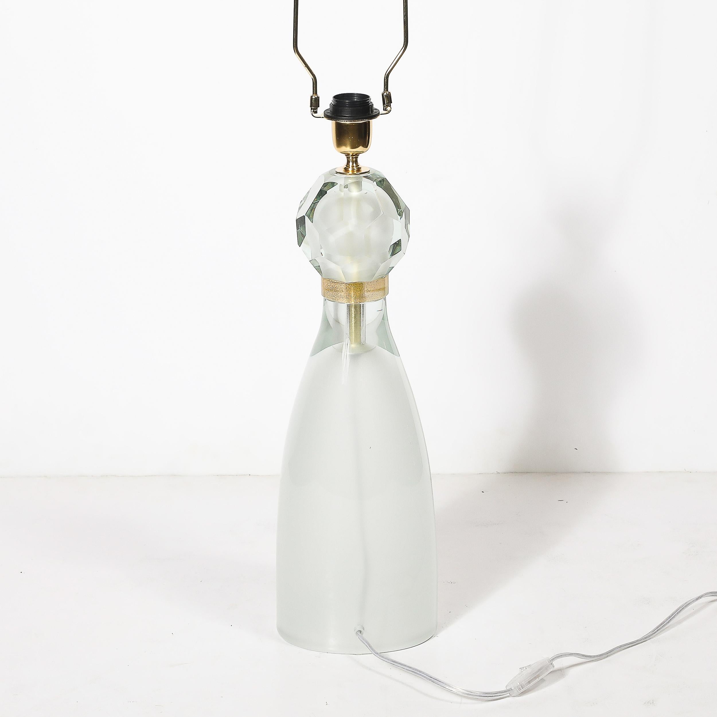 Modernist Facettiert Nebel Grau & 24k Gold Murano Glas Sanduhr Form Tischlampen im Angebot 4