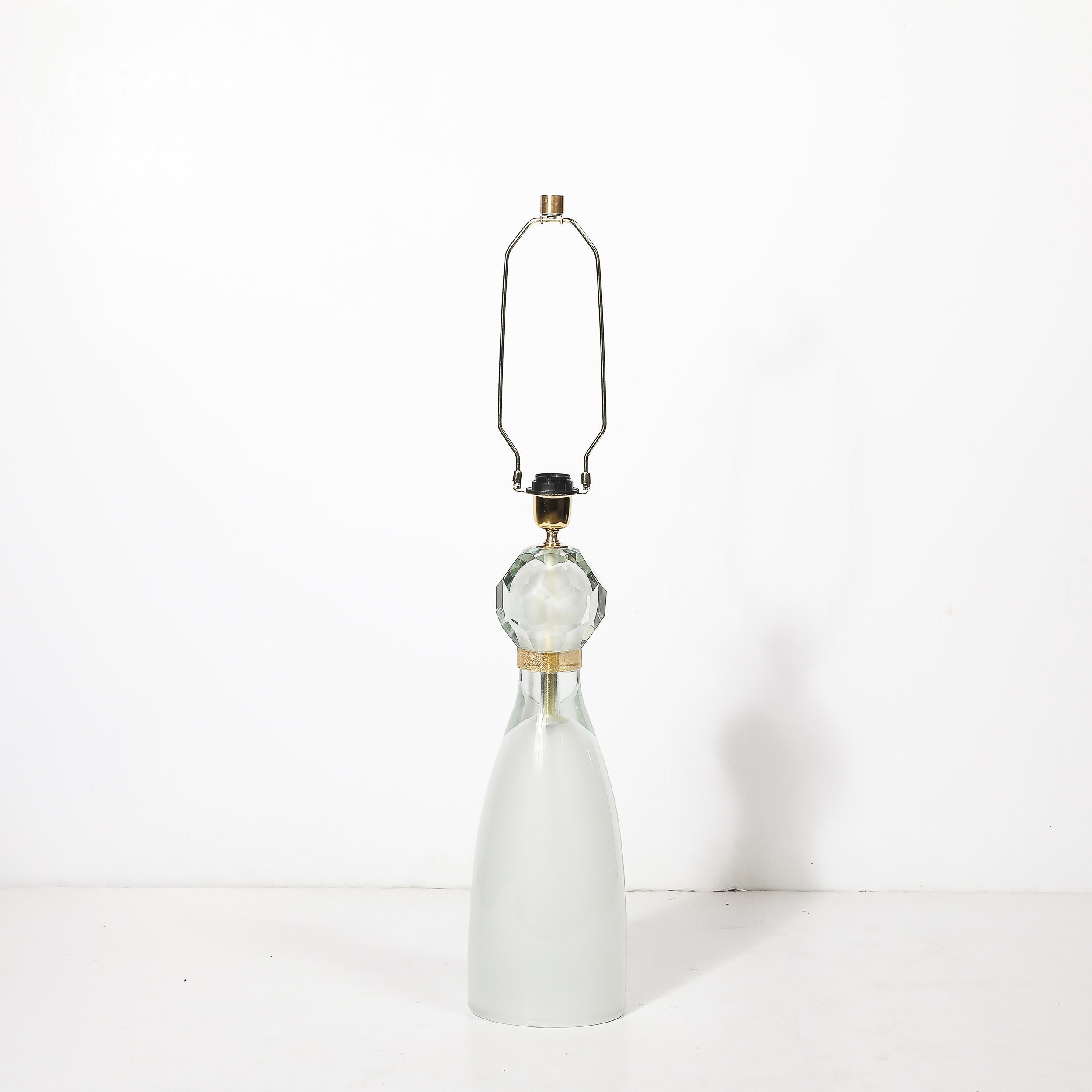 Modernist Facettiert Nebel Grau & 24k Gold Murano Glas Sanduhr Form Tischlampen (Italienisch) im Angebot