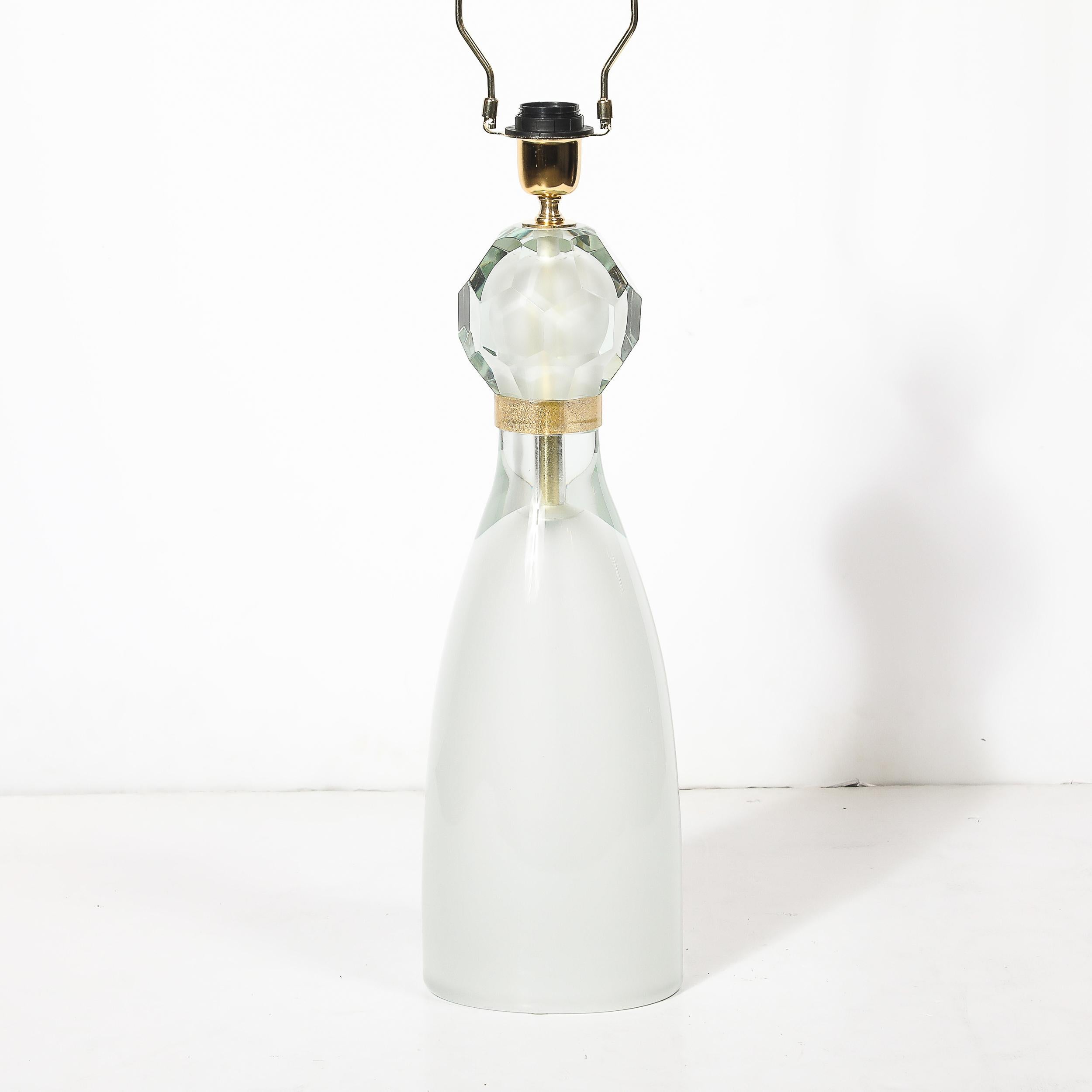 Modernist Facettiert Nebel Grau & 24k Gold Murano Glas Sanduhr Form Tischlampen im Zustand „Hervorragend“ im Angebot in New York, NY
