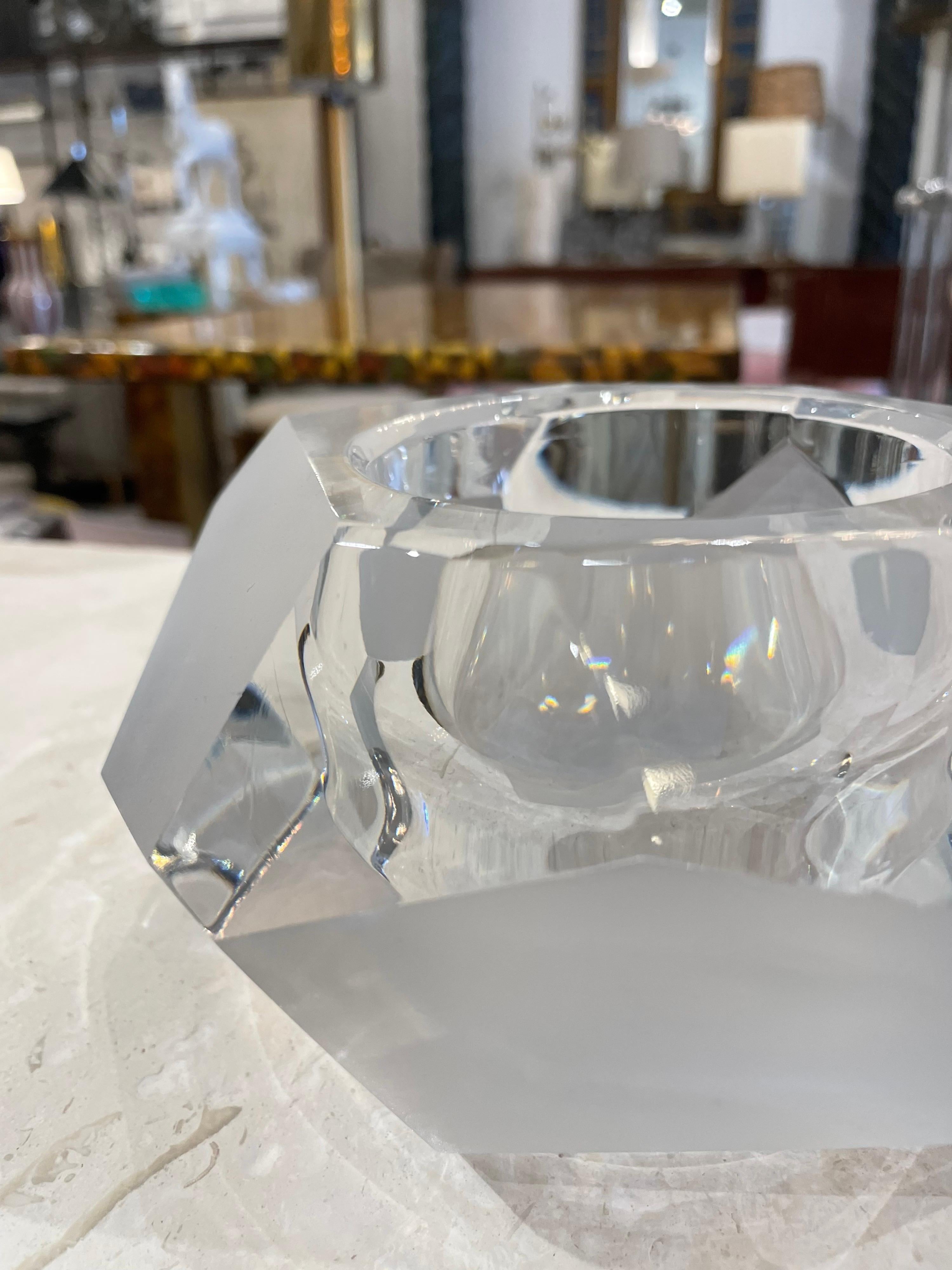 Italian Modernist Faceted Murano Glass Bowl For Sale