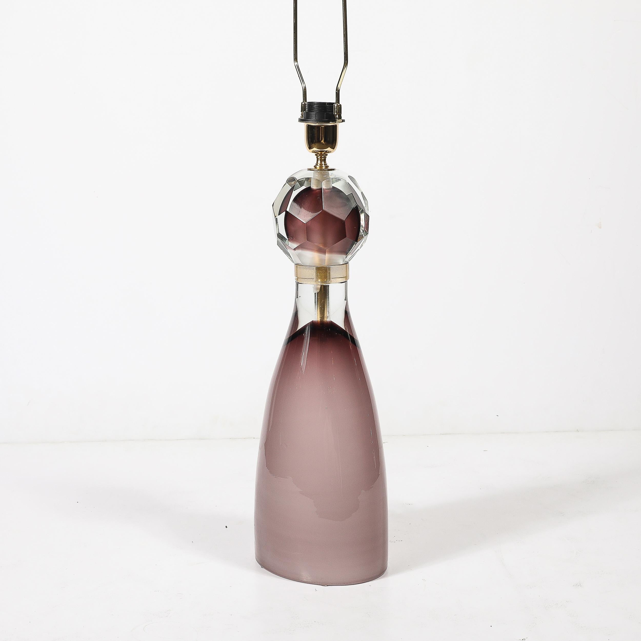 Modernist Facettiert Geräuchert Amethyst Murano Glas Sanduhr Form Tischlampen (21. Jahrhundert und zeitgenössisch) im Angebot