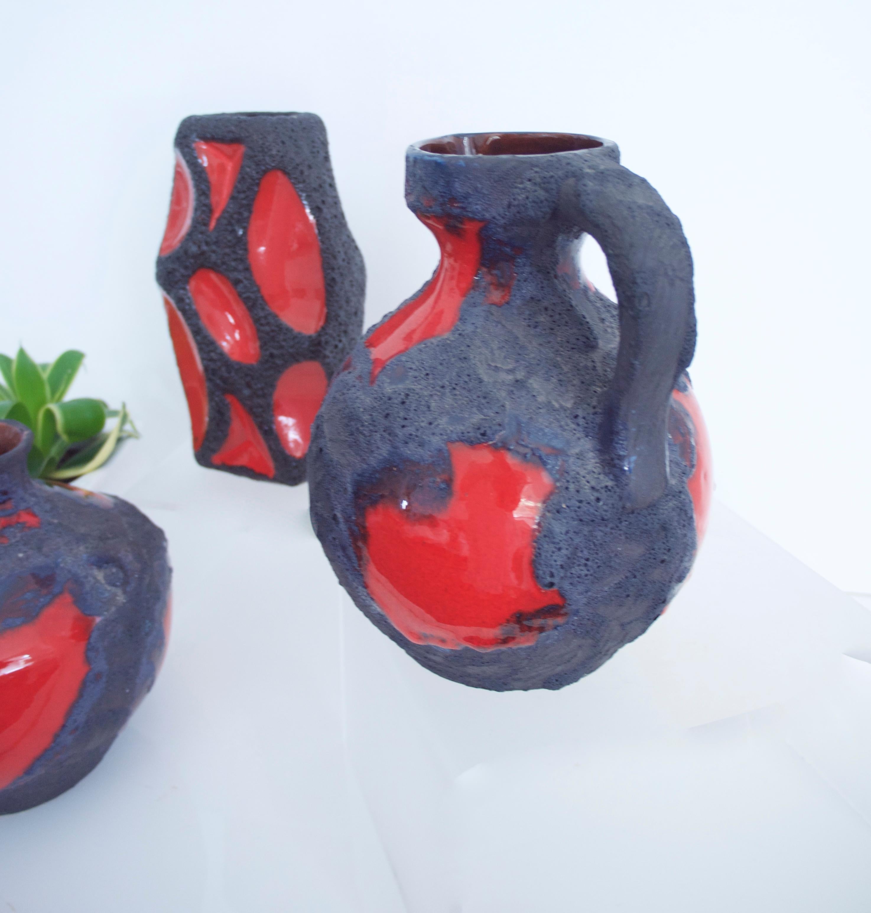 Late 20th Century Modernist Fat Lava Space Age Collection of Ceramic Vases  by Roth/Marei 1970s For Sale