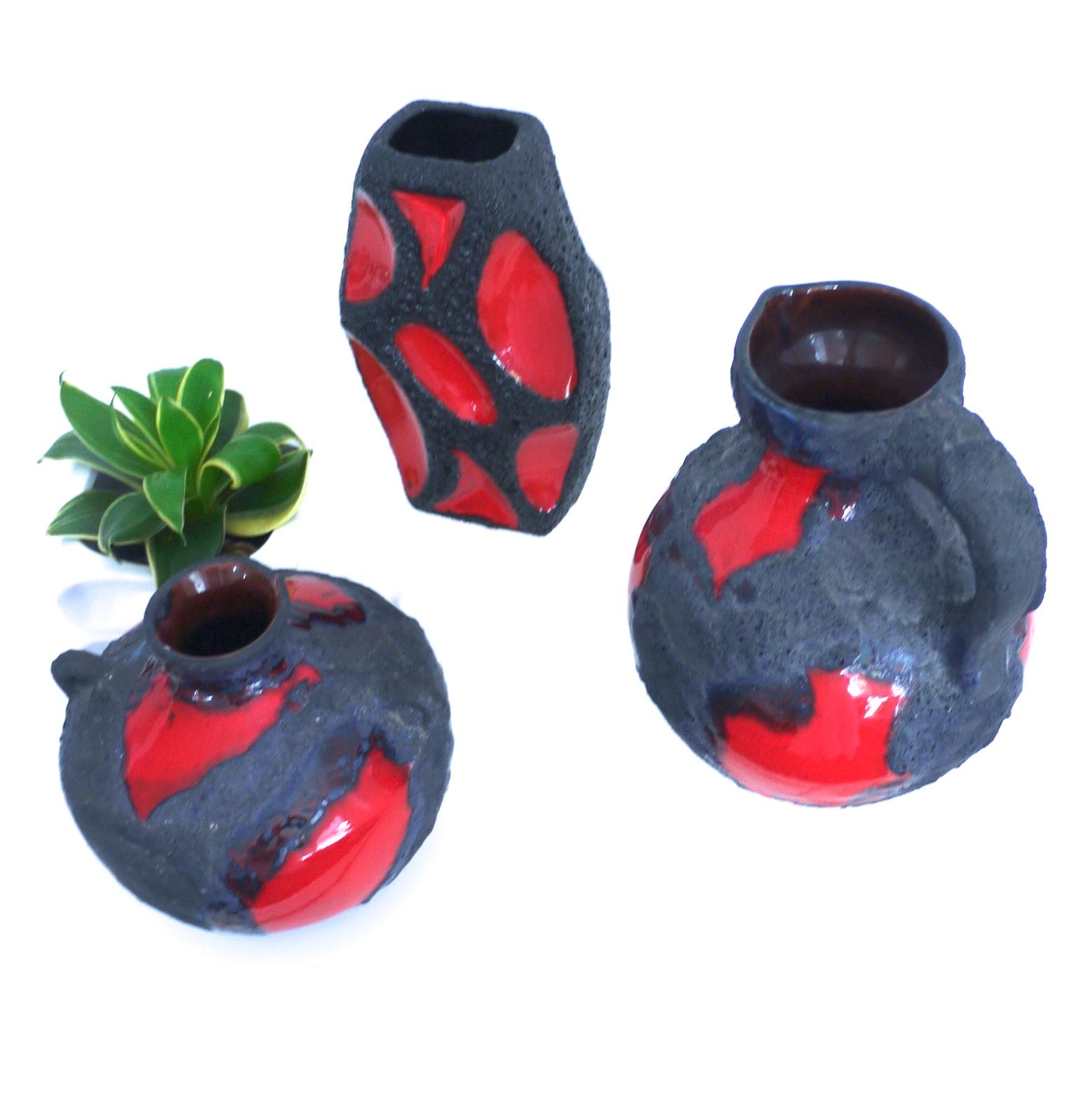 Modernist Fat Lava Space Age Collection of Ceramic Vases  by Roth/Marei 1970s For Sale 1