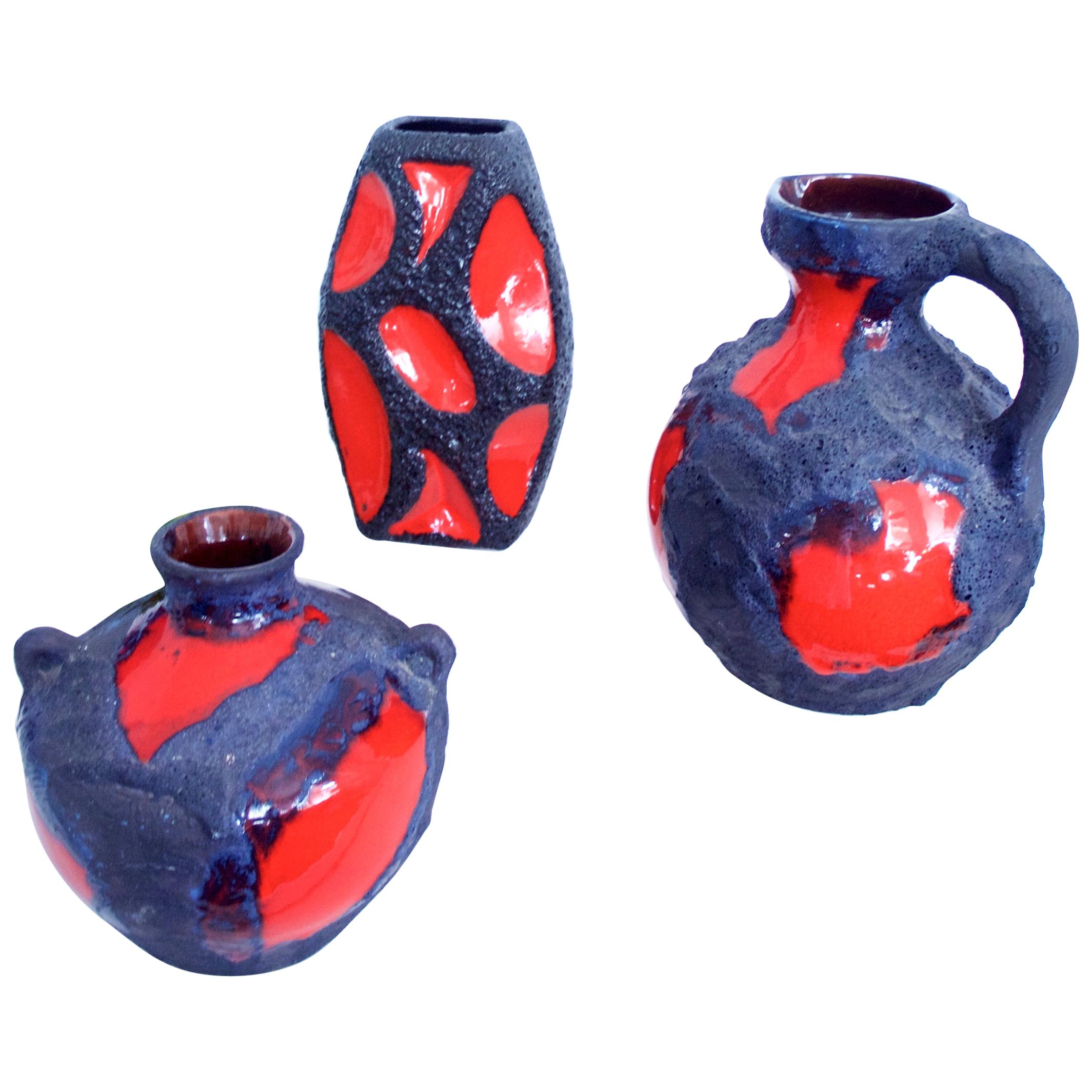 Modernist Fat Lava Space Age Collection of Ceramic Vases  by Roth/Marei 1970s For Sale