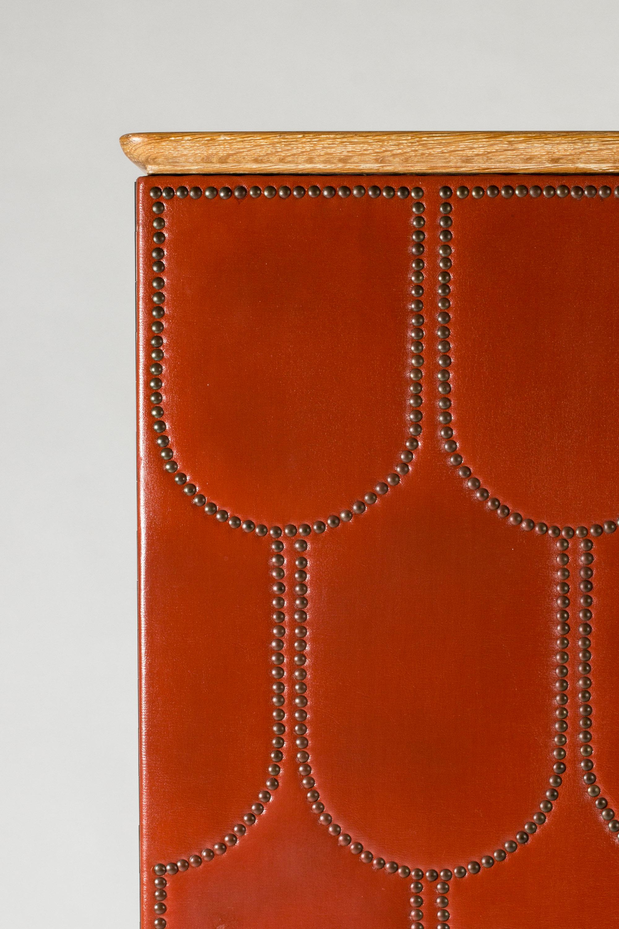 Scandinavian Modern Modernist faux leather cabinet by Otto Schulz, Sweden, 1950s