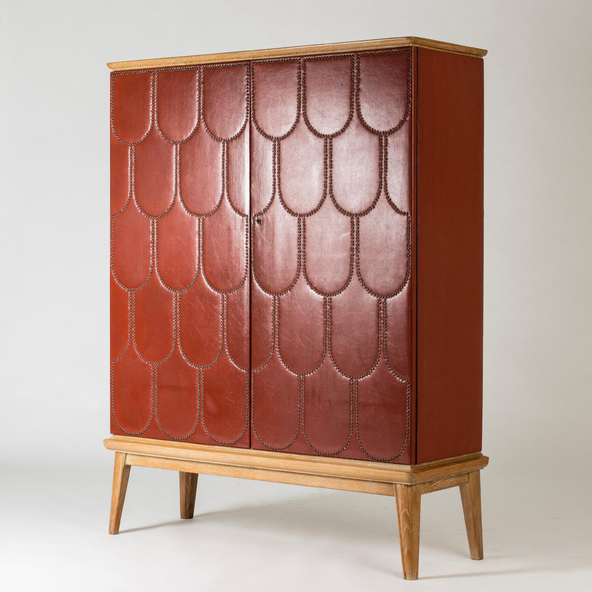 Faux Leather Modernist faux leather cabinet by Otto Schulz, Sweden, 1950s