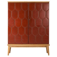 Armoire moderniste en similicuir par Otto Schulz, Suède, années 1950