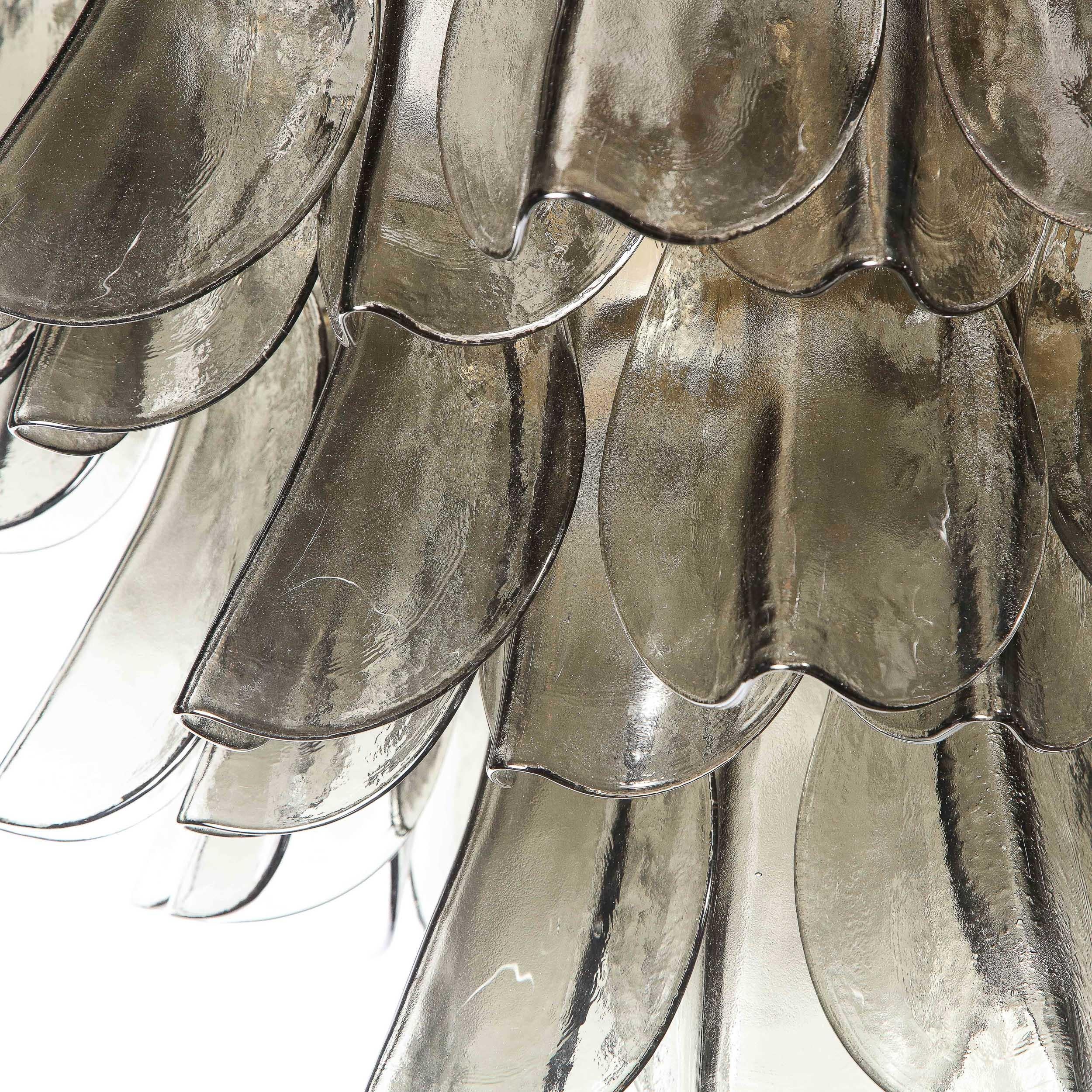 Contemporary Modernist Feather Chandelier in Murano Smoked Topaz Glass and Oil Rubbed Bronze