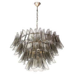 Modernist Feather Chandelier in Murano Smoked Topaz Glass and Oil Rubbed Bronze