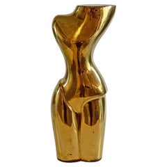 Mid-Century Spanish Brass Sculpture - Modernist Style Female Form - Almazan 
