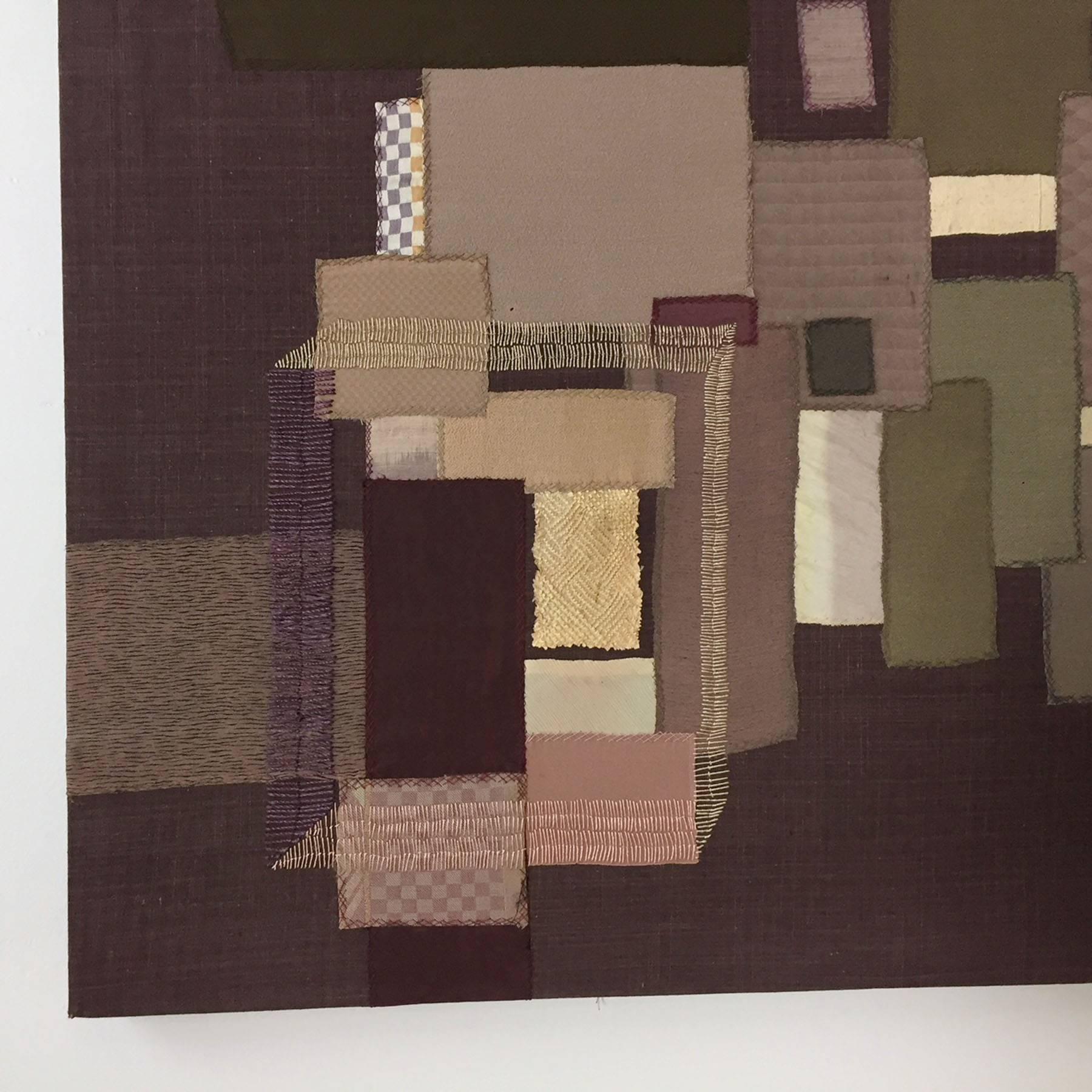 Textile Modernist Fiber Art Collage Panel by Jane Apple Chapman, circa 1970s