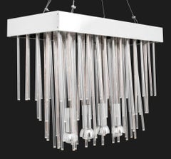 Modernist Fiber Optic and Chrome Chandelier