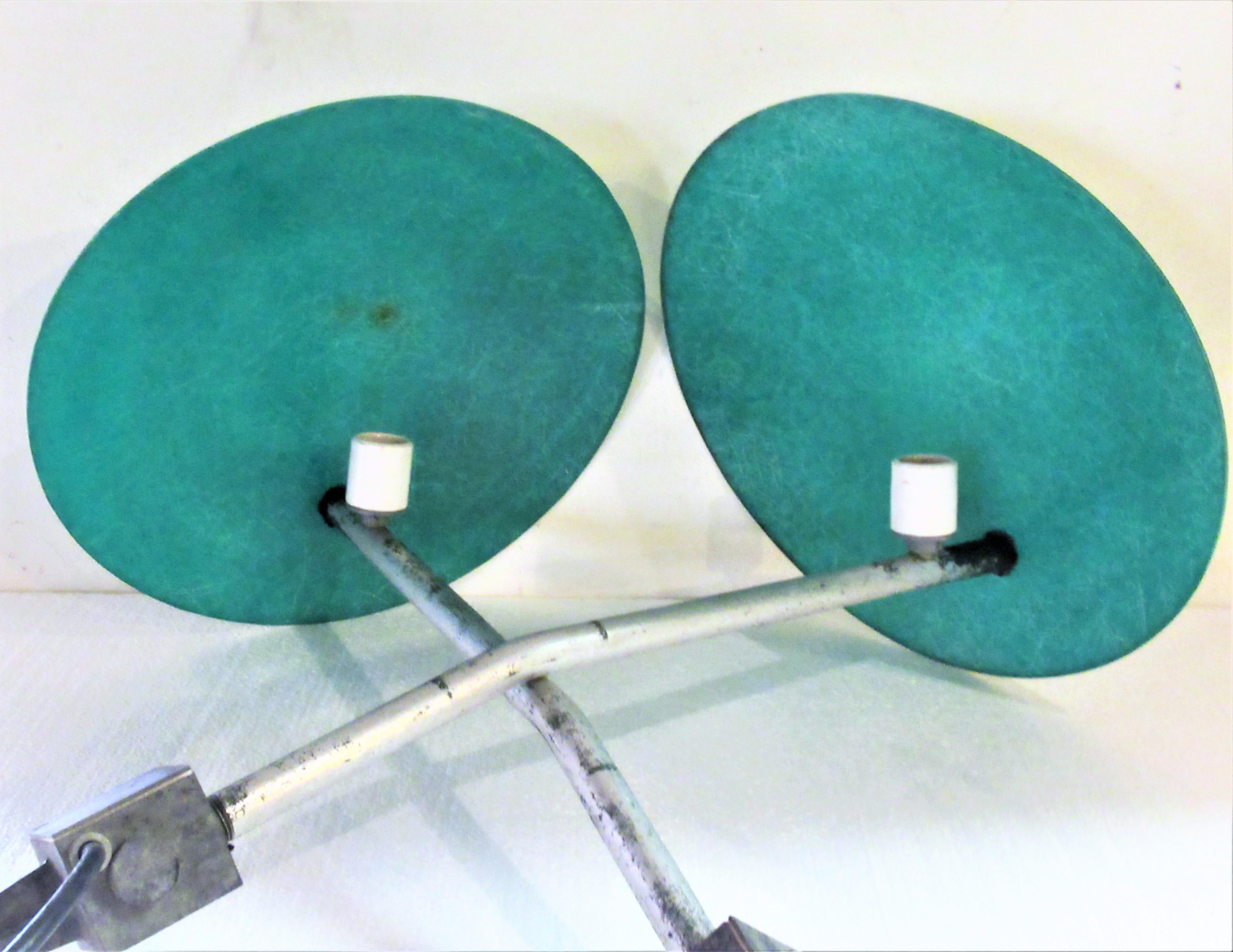 Modernist Fiberglass Saucer Shade Outdoor Lamps In Good Condition In Rochester, NY