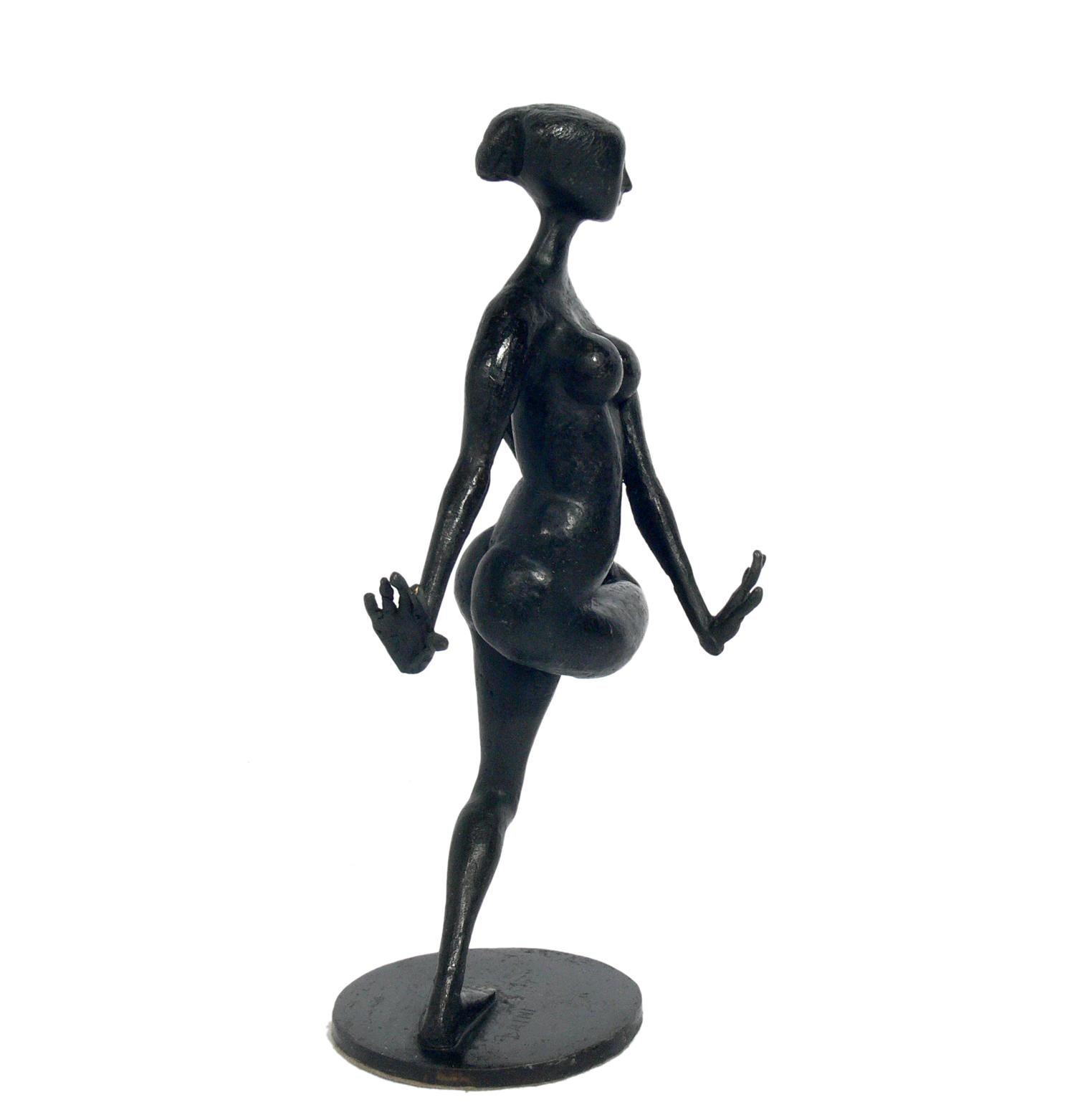 Mid-Century Modern Modernist Figural Bronze Sculptures by Hugo Daini