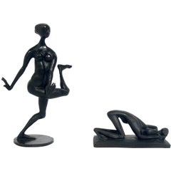Modernist Figural Bronze Sculptures by Hugo Daini