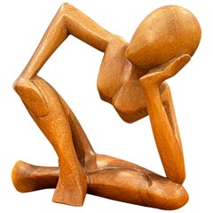 Modernist Figural Nude Sculpture in Walnut