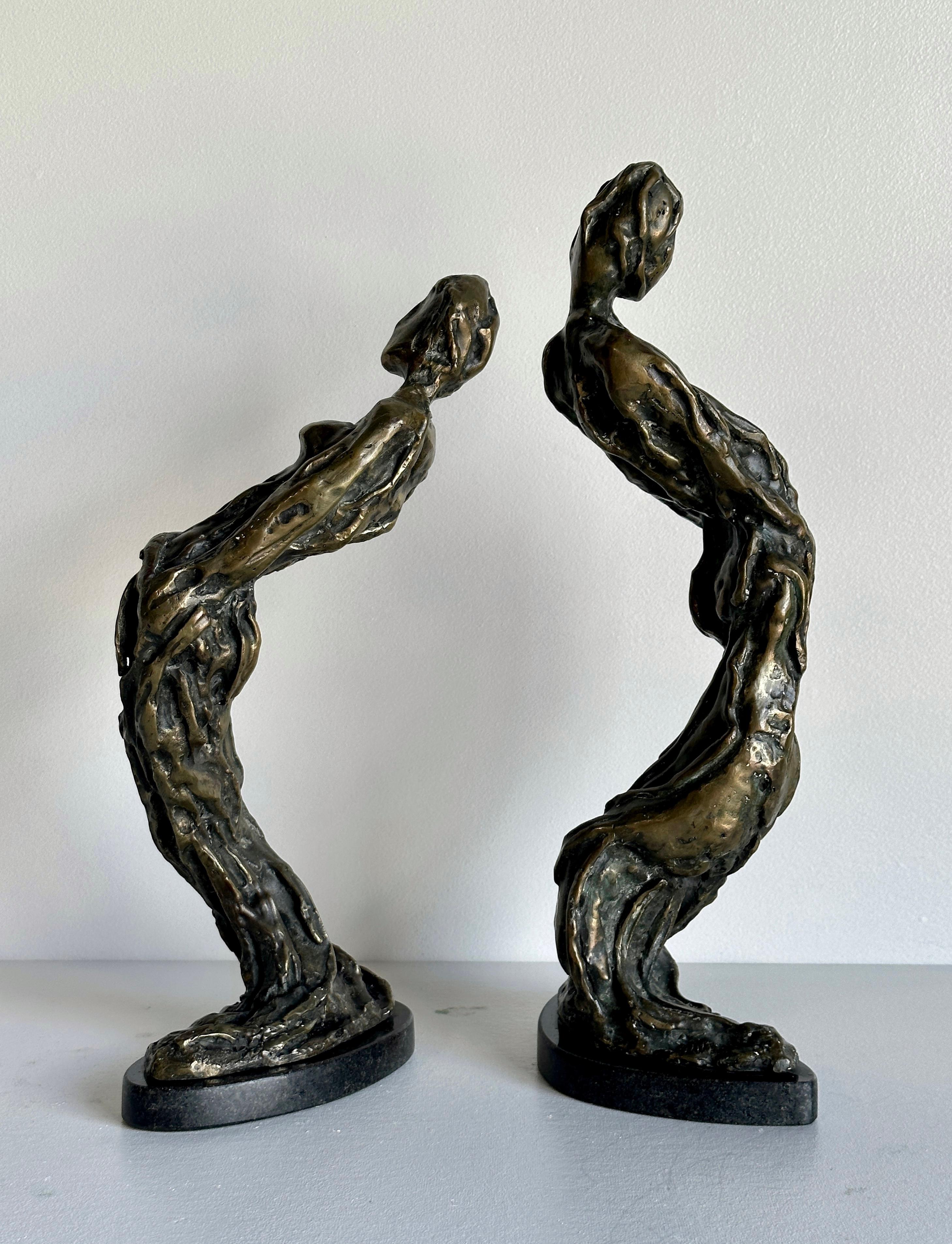 Modernist Figurative abstract bronze sculptures, a pair For Sale 2