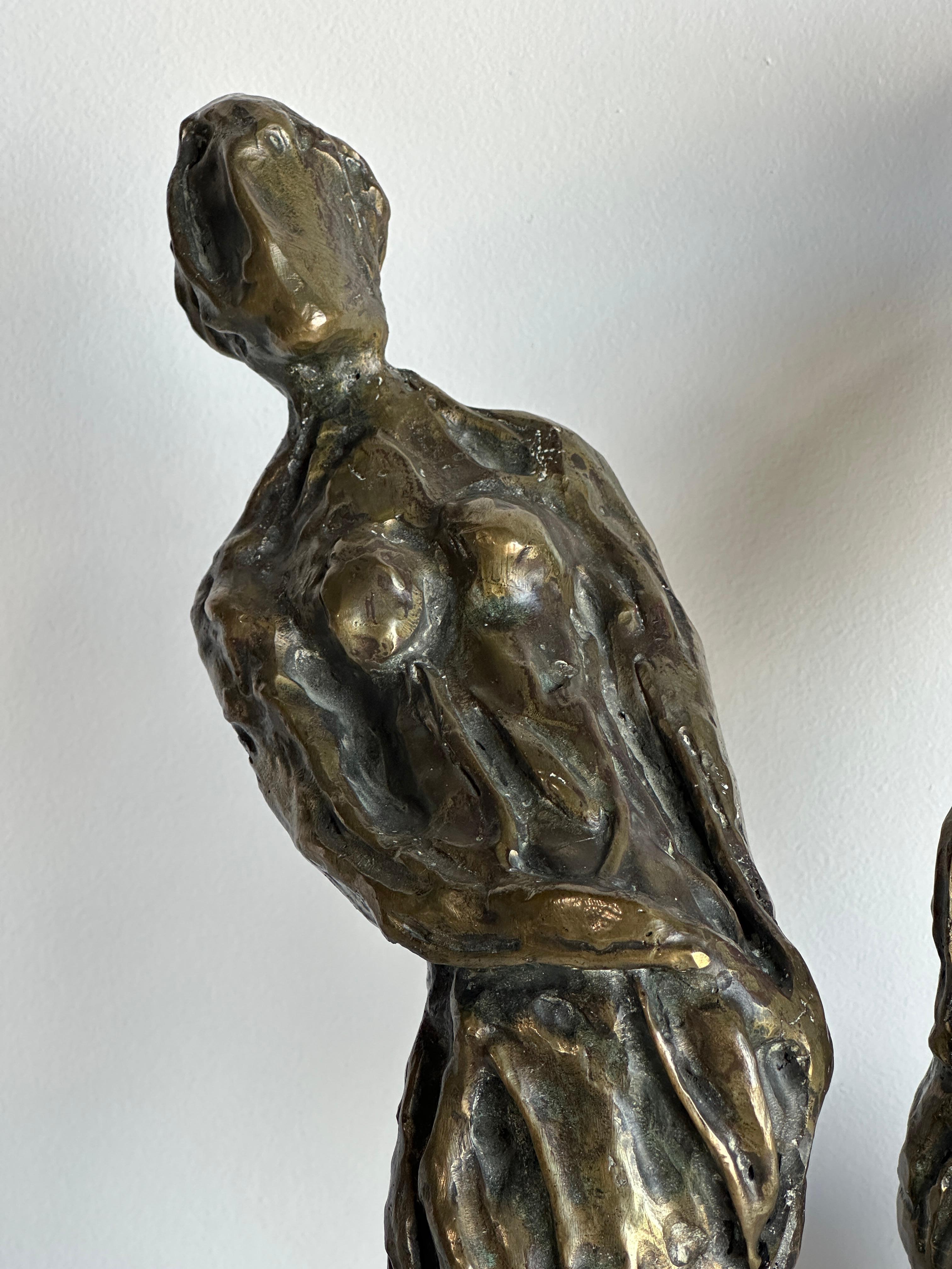 Modernist Figurative abstract bronze sculptures, a pair For Sale 3