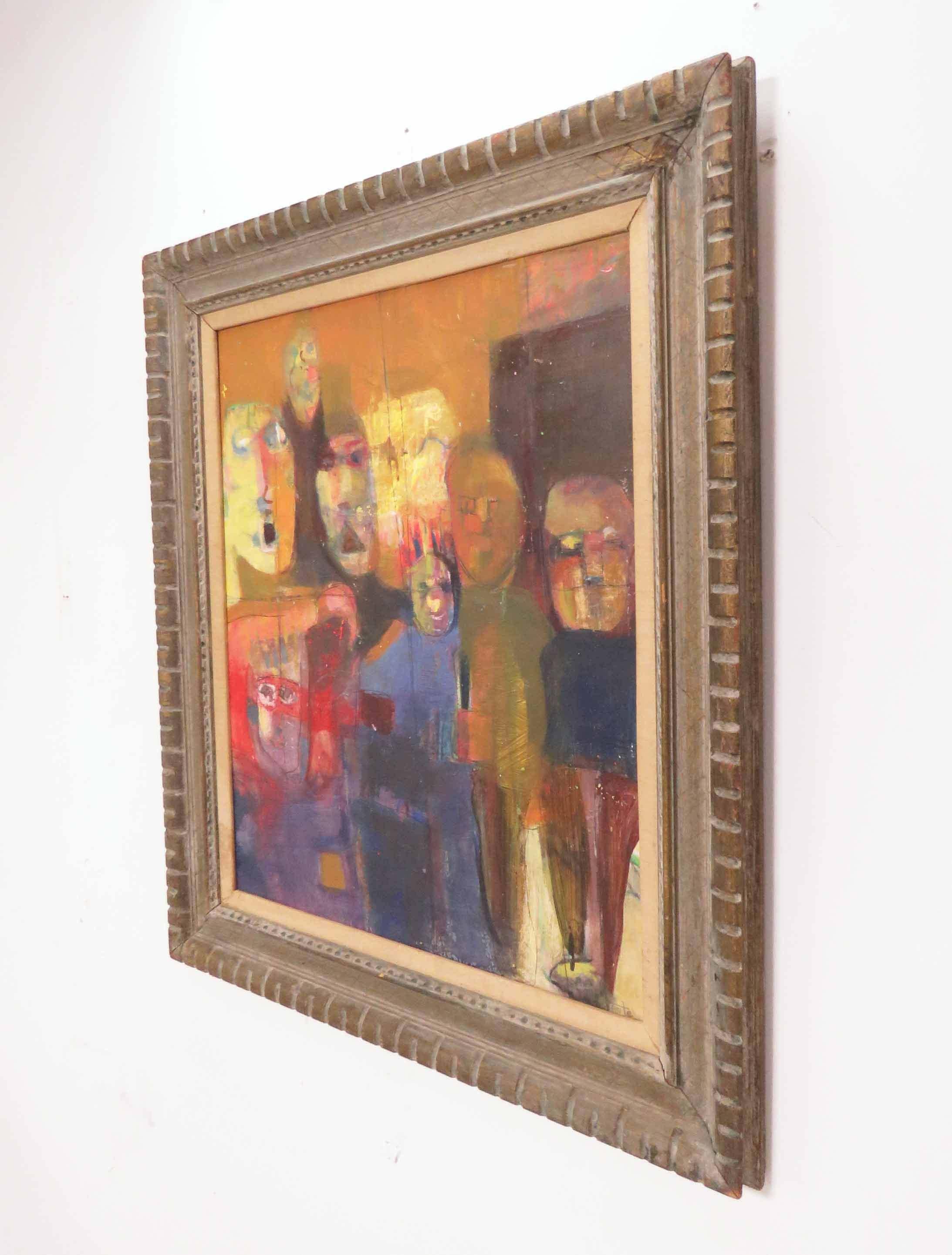 Mid-20th Century Modernist Figurative Group Painting, Signed Assante, circa 1960s