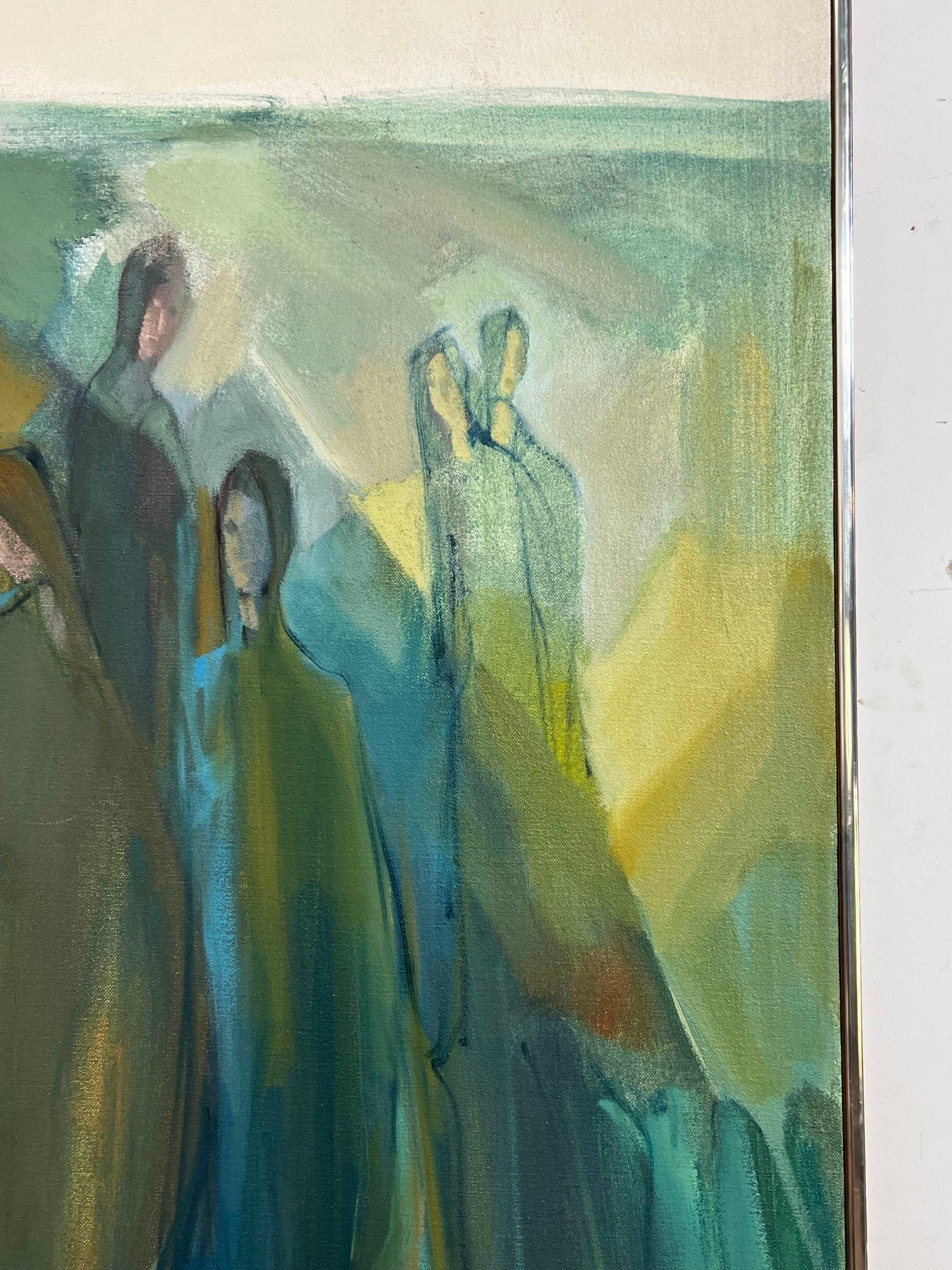 American Modernist Figurative Painting by Betty Loehle, Circa 1960s For Sale