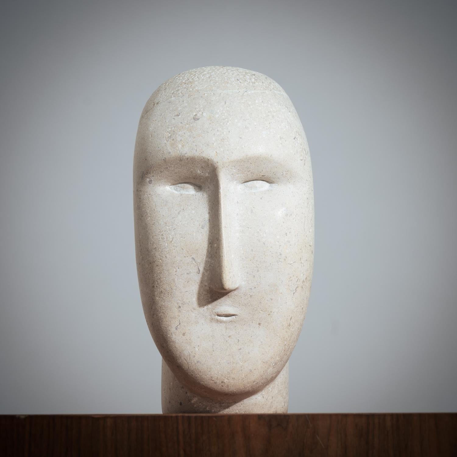 Mid-Century Modern Modernist figurative sculpture bust in sandstone For Sale