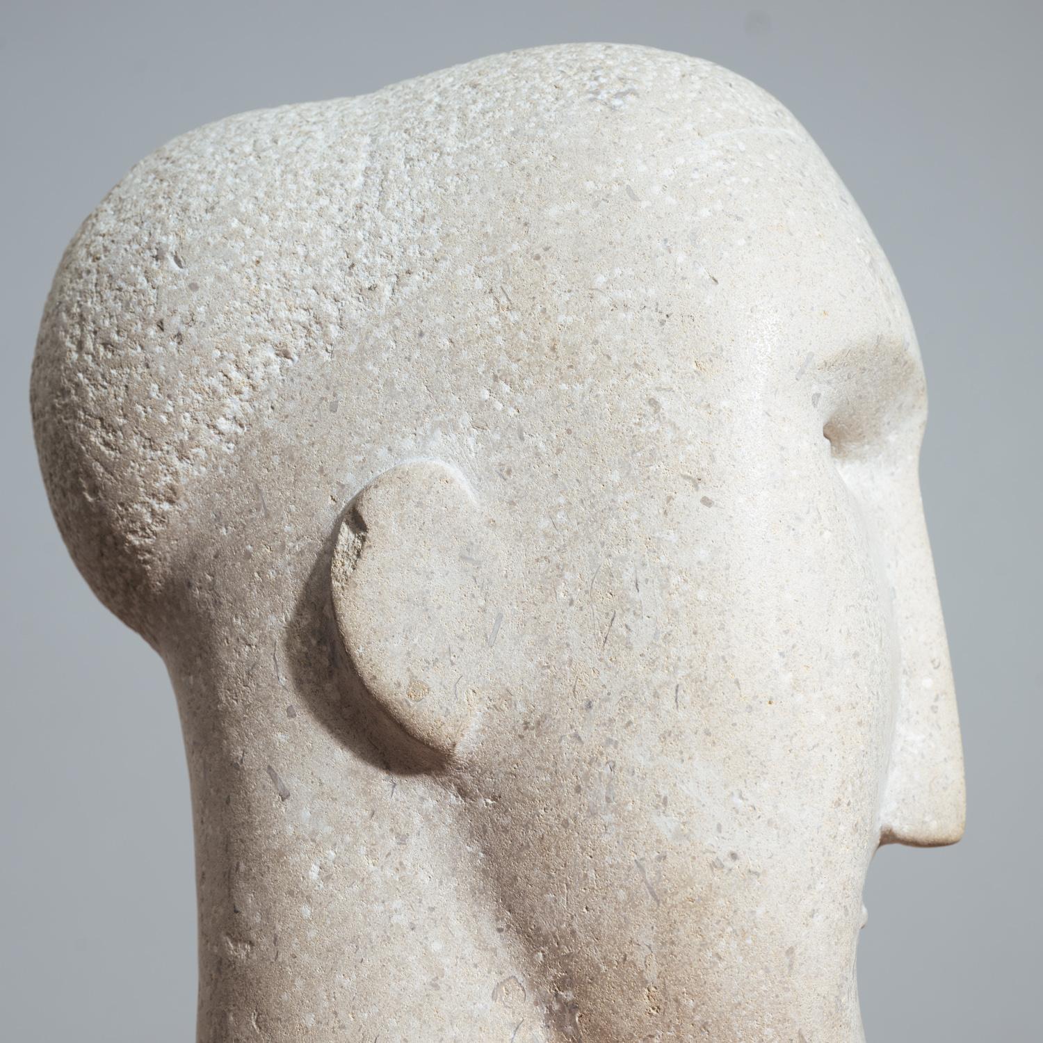 Late 20th Century Modernist figurative sculpture bust in sandstone For Sale