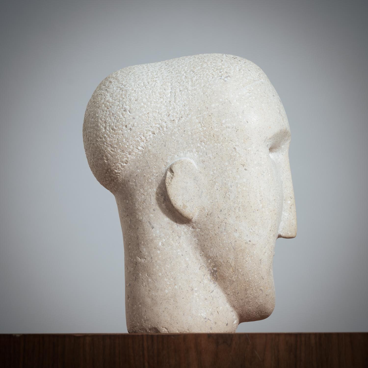 Sandstone Modernist figurative sculpture bust in sandstone For Sale