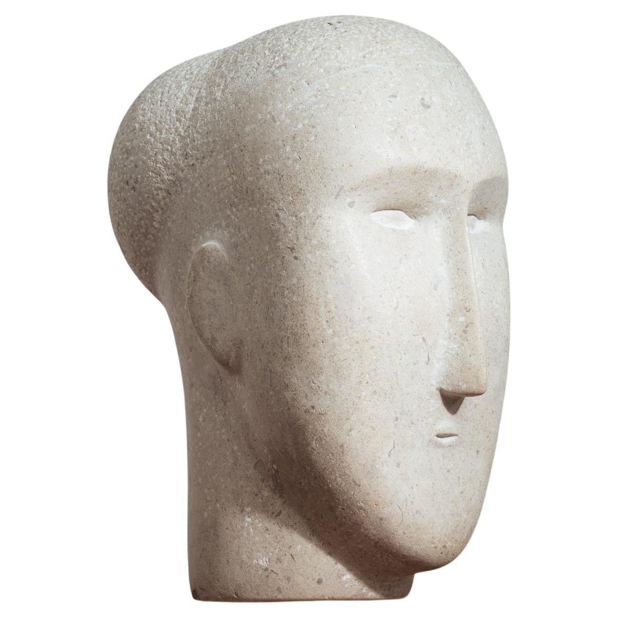 Modernist figurative sculpture bust in sandstone For Sale