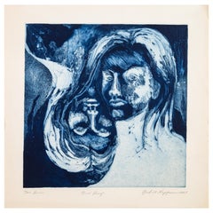 Modernist Figurative Surrealism Two Heads Trial Proof Silkscreen Signed Hoffman