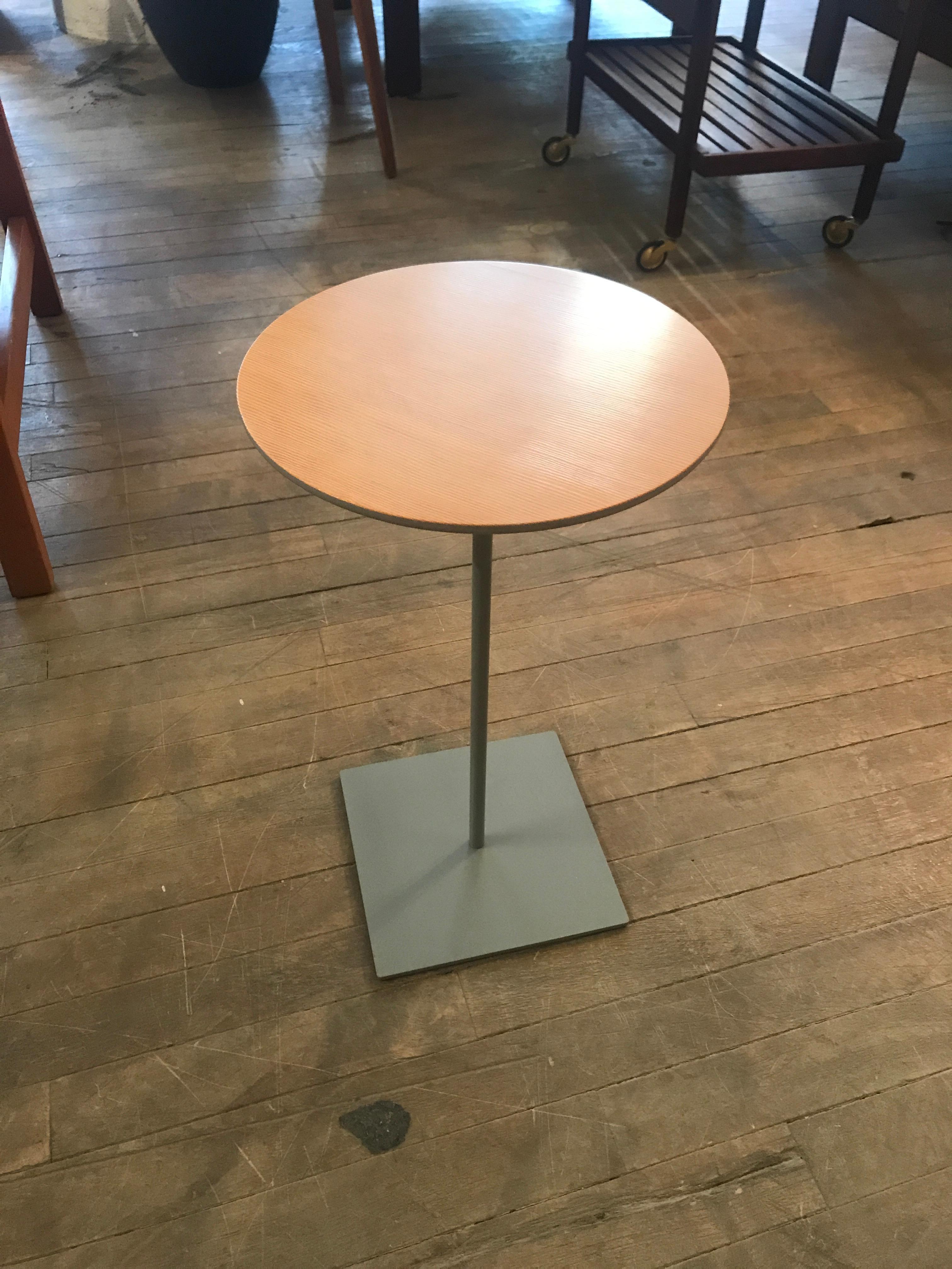 Organic Modern Modernist Fir Topped Cocktail Table with Grey Stem Base