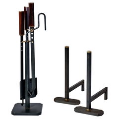 Vintage Modernist Fireplace Set by Afra and Tobia Scarpa, 1970s