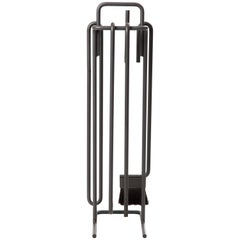 Vintage Modernist Fireplace Tool of Steel Super Modern Design by Ann Maes