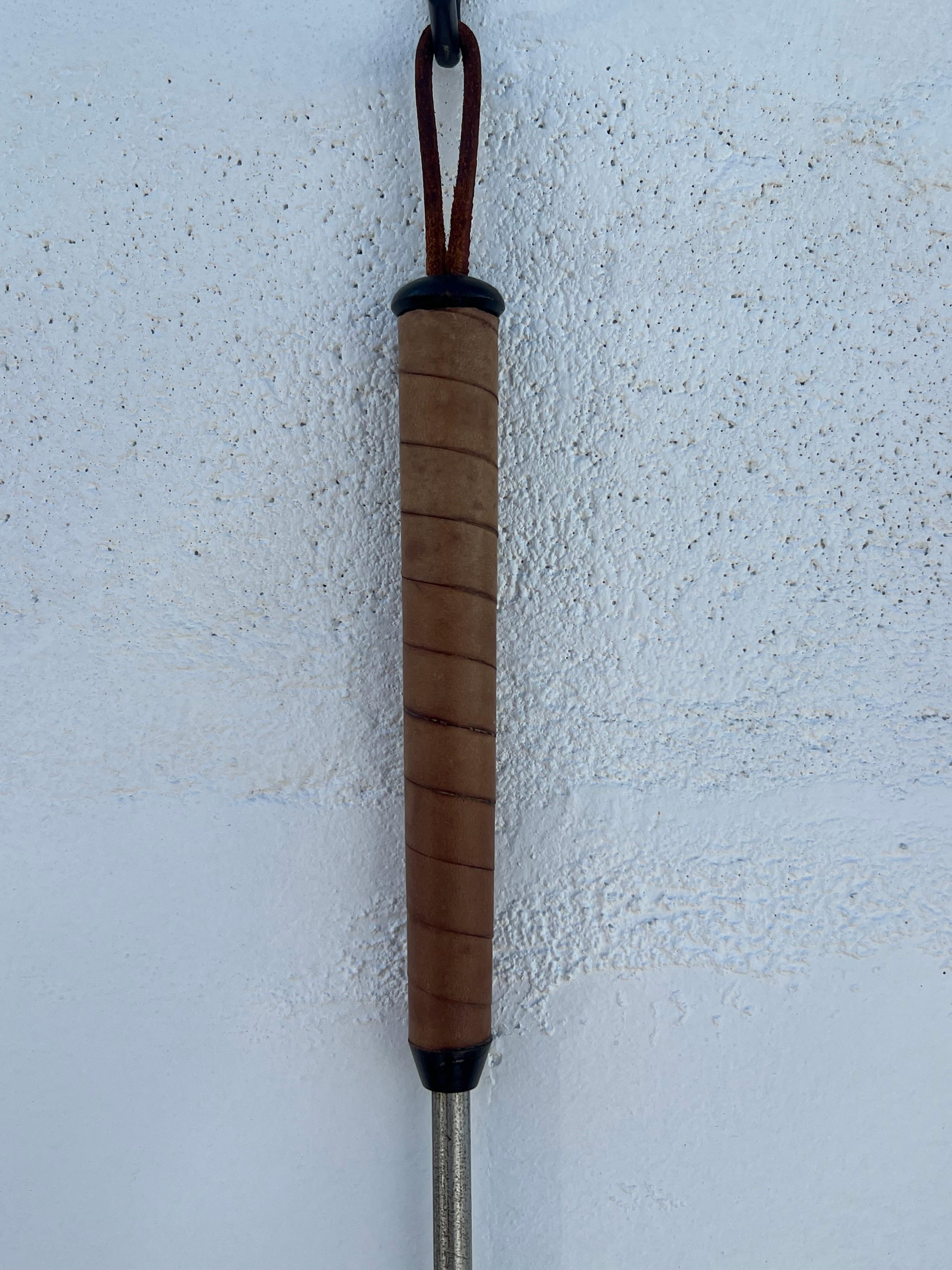 Mid-Century Modern Modernist Firetools With Leather Wrapped Handles Ca' 1950's For Sale