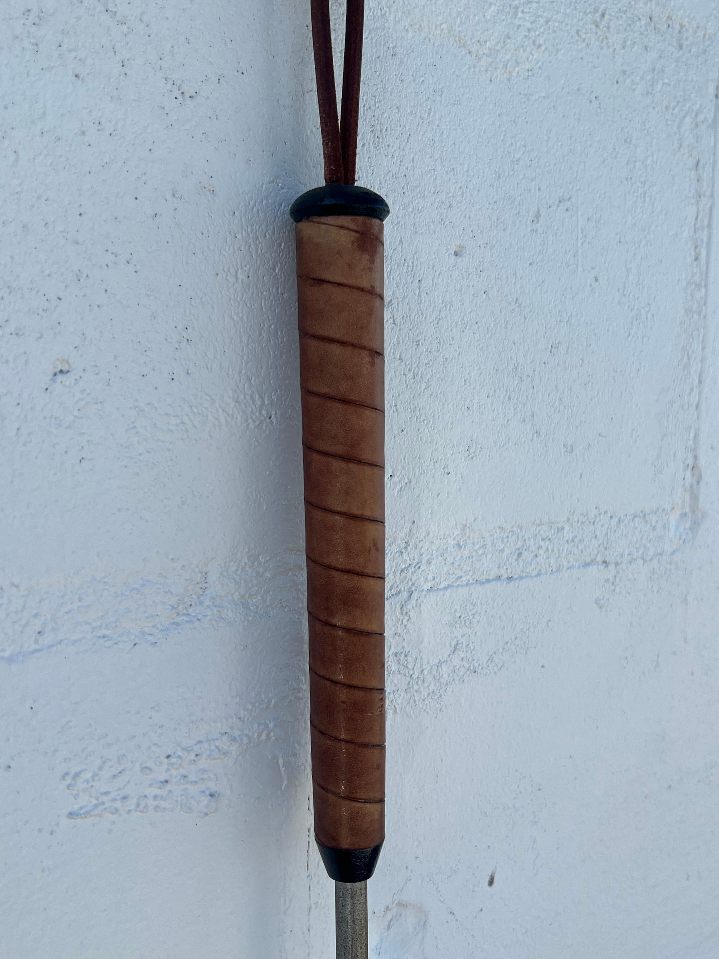 Modernist Firetools With Leather Wrapped Handles Ca' 1950's In Good Condition For Sale In St.Petersburg, FL
