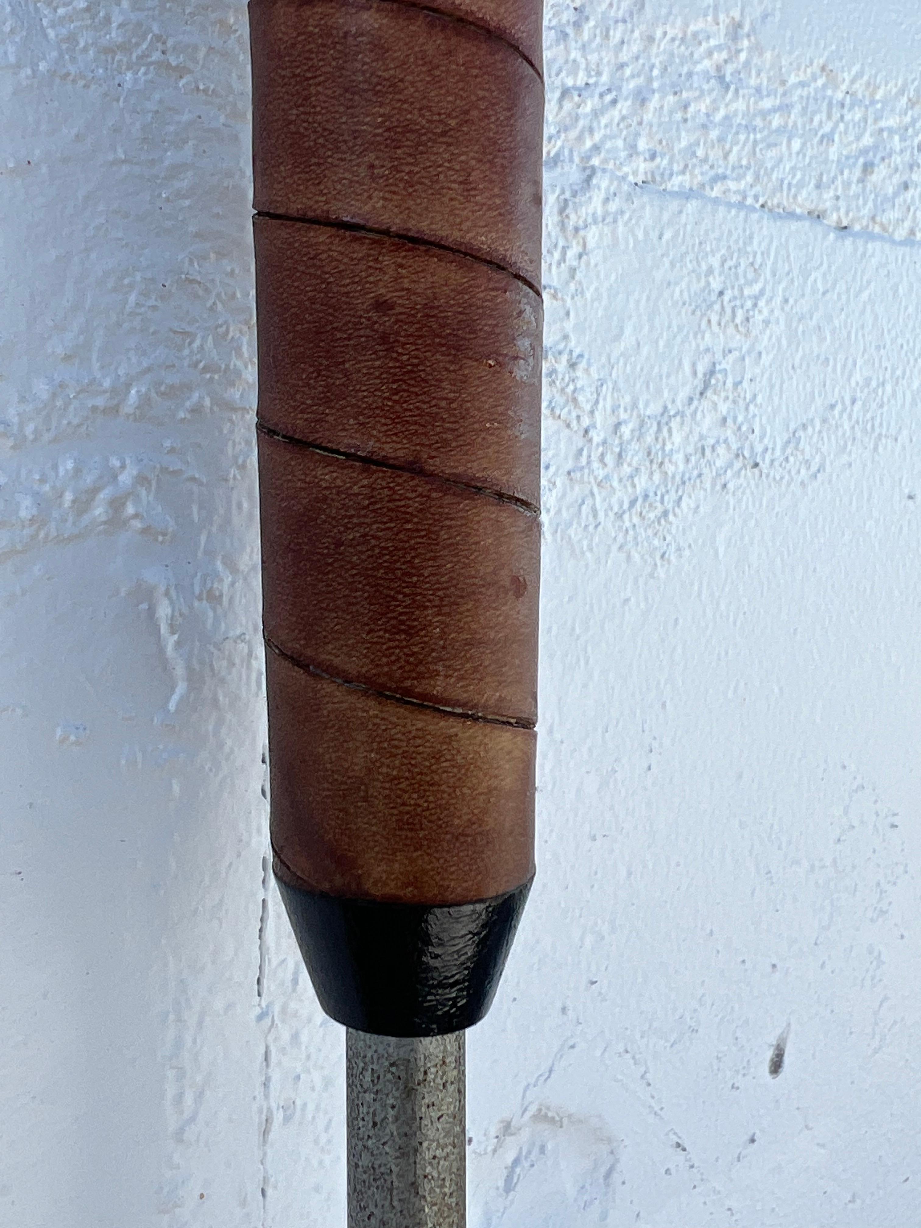 Mid-20th Century Modernist Firetools With Leather Wrapped Handles Ca' 1950's For Sale