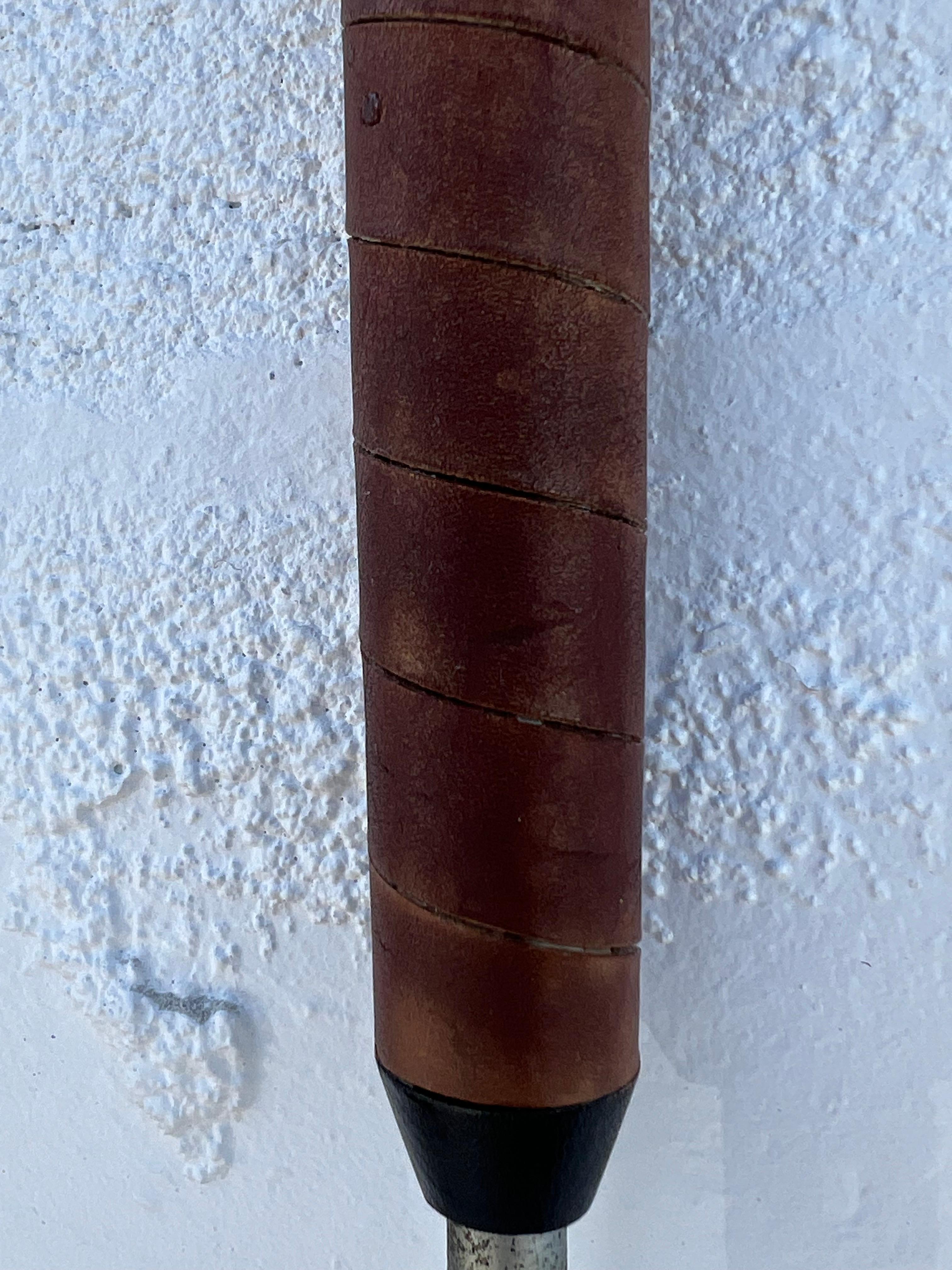 Steel Modernist Firetools With Leather Wrapped Handles Ca' 1950's For Sale