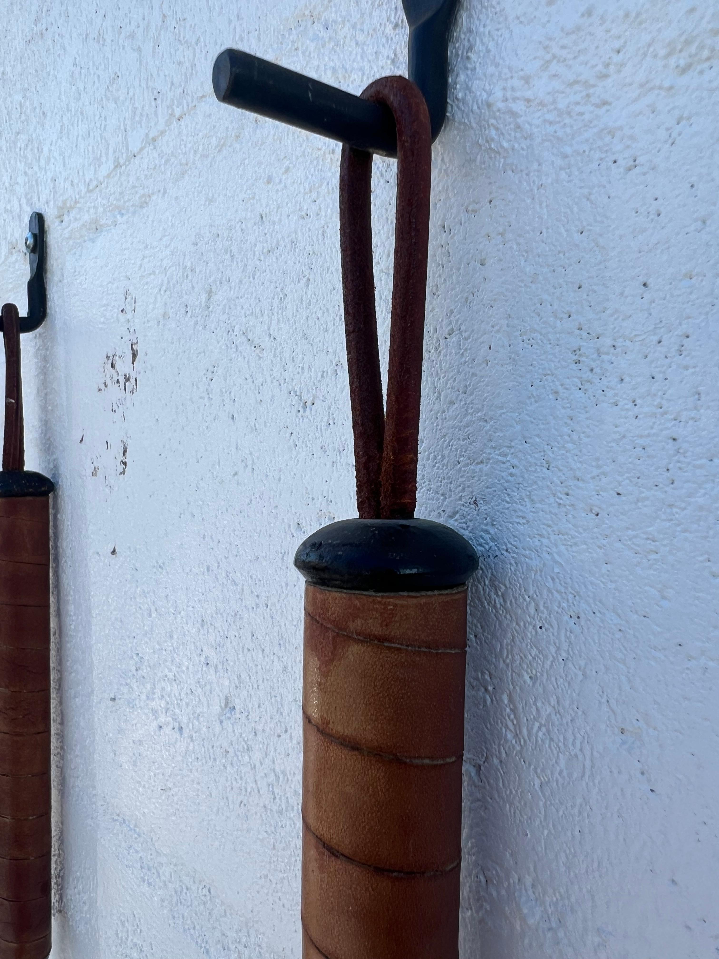 Modernist Firetools With Leather Wrapped Handles Ca' 1950's For Sale 2