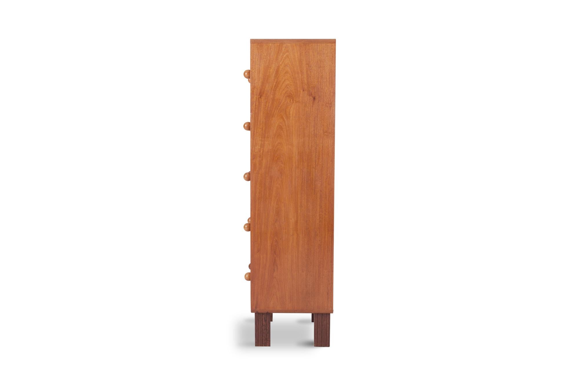 Modernist Five-Drawer Chest in Bubinga wood  In Good Condition In Antwerp, BE