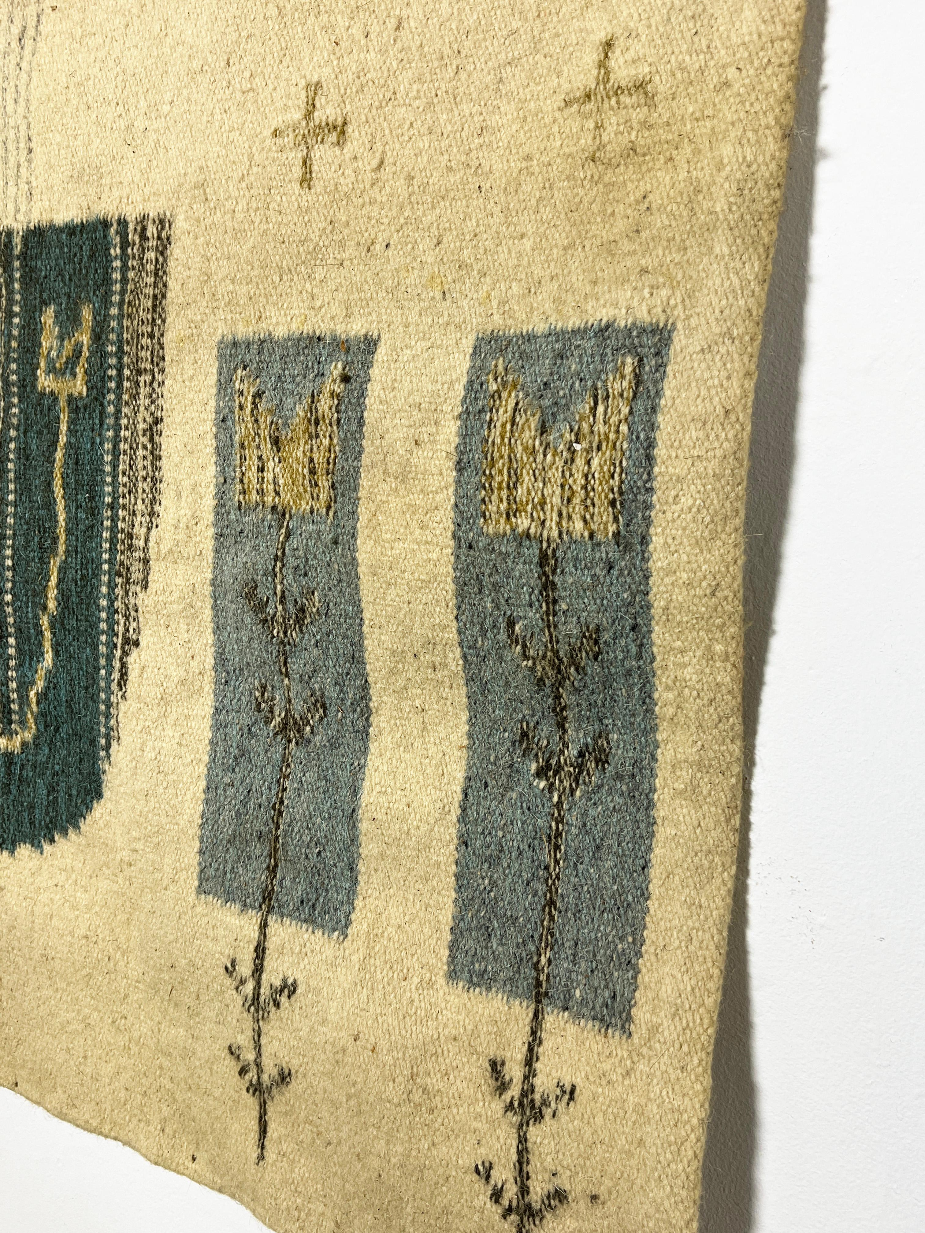 Modernistisches Flachgewebe-Wandbehangstextil von Eva Nemeth, ca. 1960er Jahre (Wolle) im Angebot