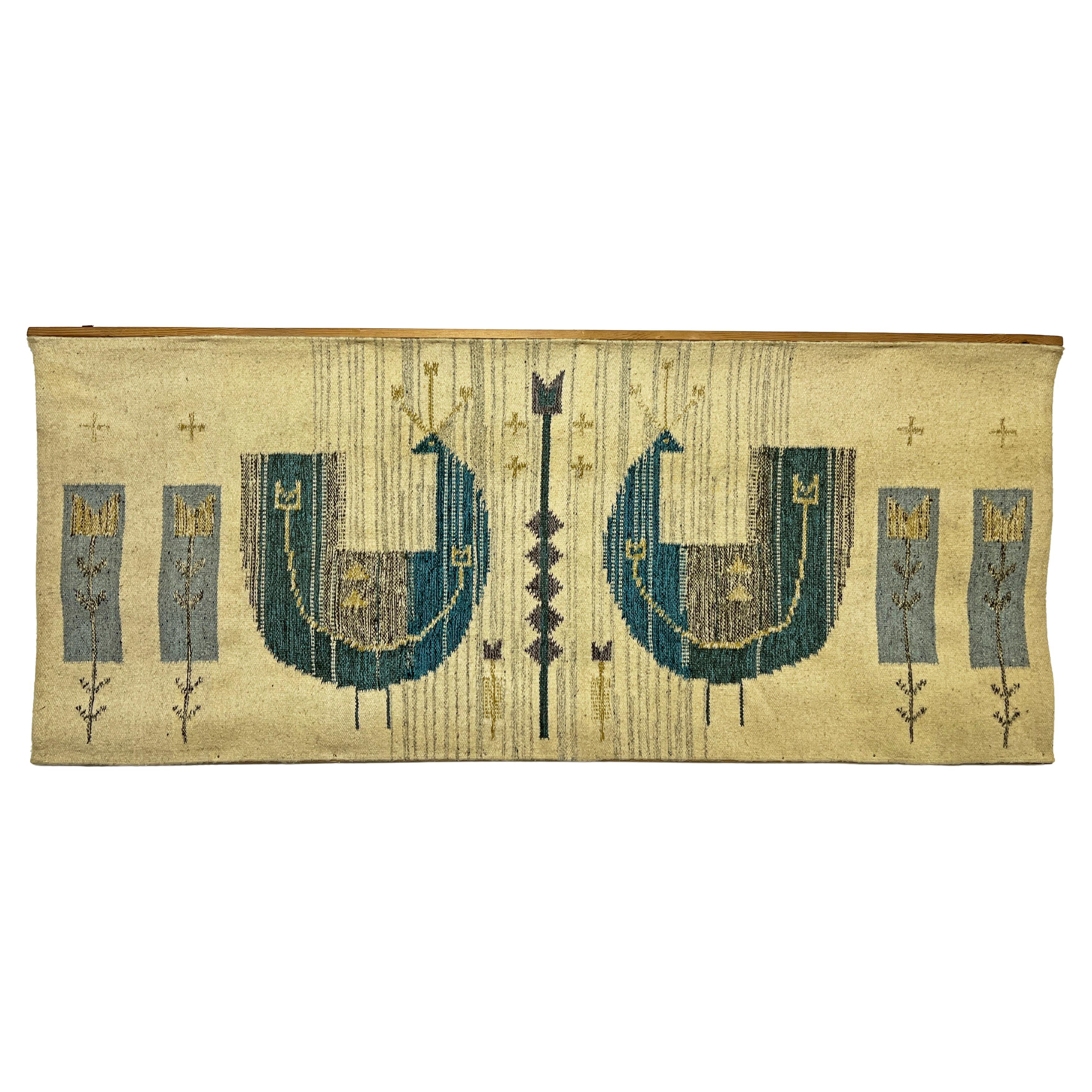 Textil modernista de tejido plano para colgar en la pared de Eva Nemeth Circa 1960s