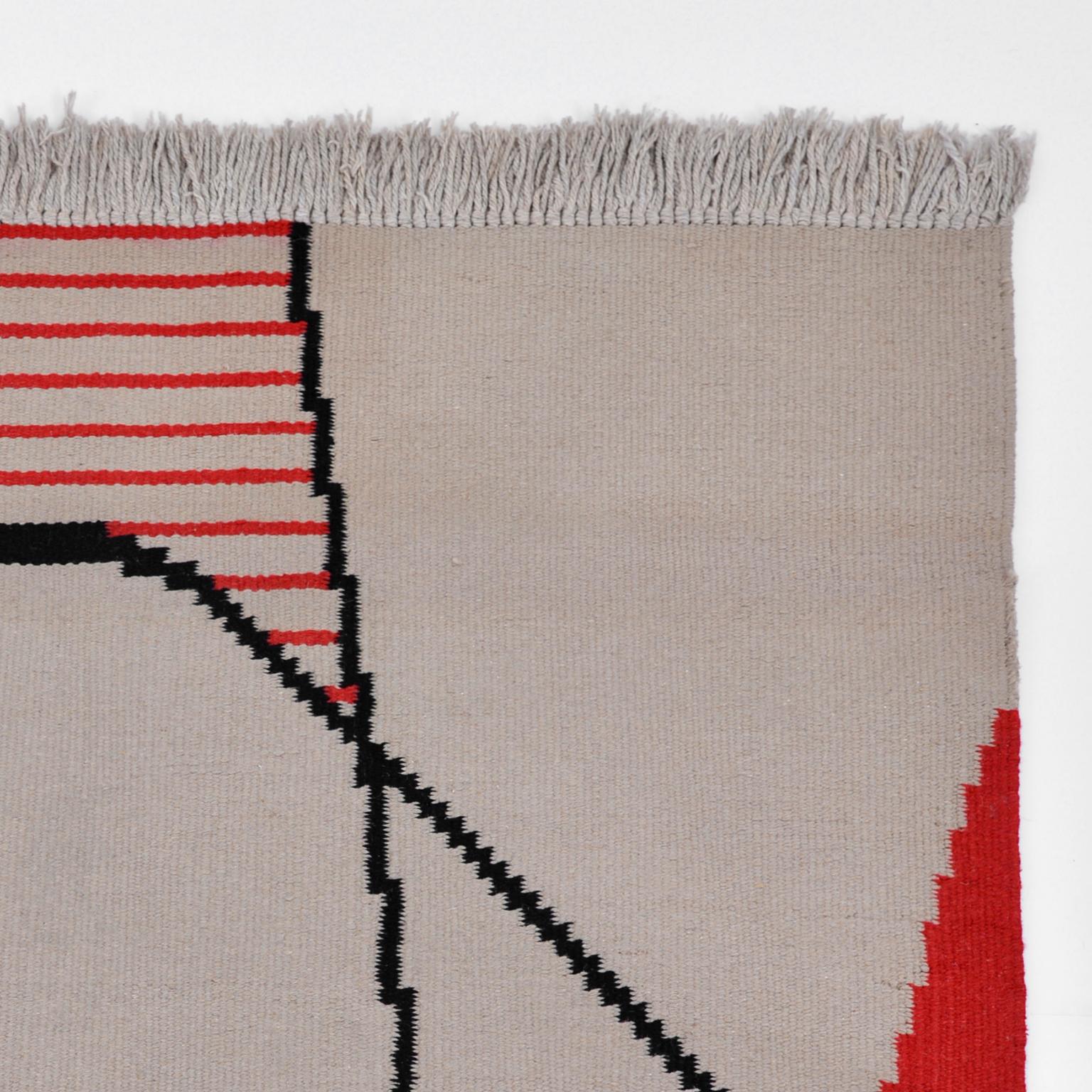 Modernist Flat-Woven Kilim Rug Attributed to Antonín Kybal, Prague, circa 1950 In Excellent Condition In Berlin, DE
