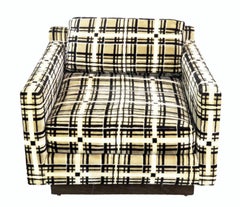 Modernist Floating Cube Club Chair Armstrong Furniture Plaid Milo Baughman 1965