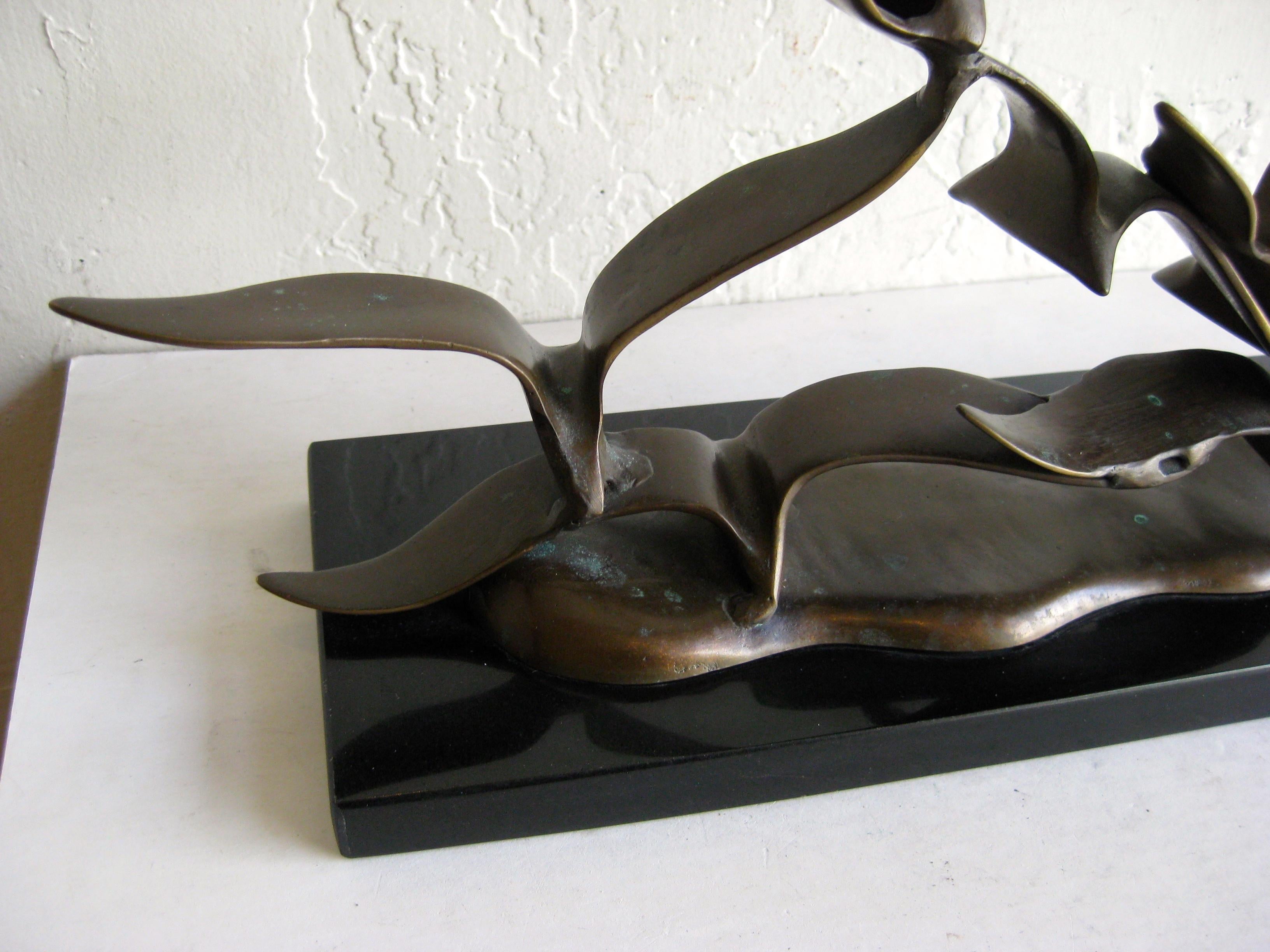 Modernist Flock of Seagulls in Flight Bronze Sculpture on Marble Curtis Jere Era For Sale 9