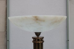 Modernist Floor Brass and Alabaster Lamp