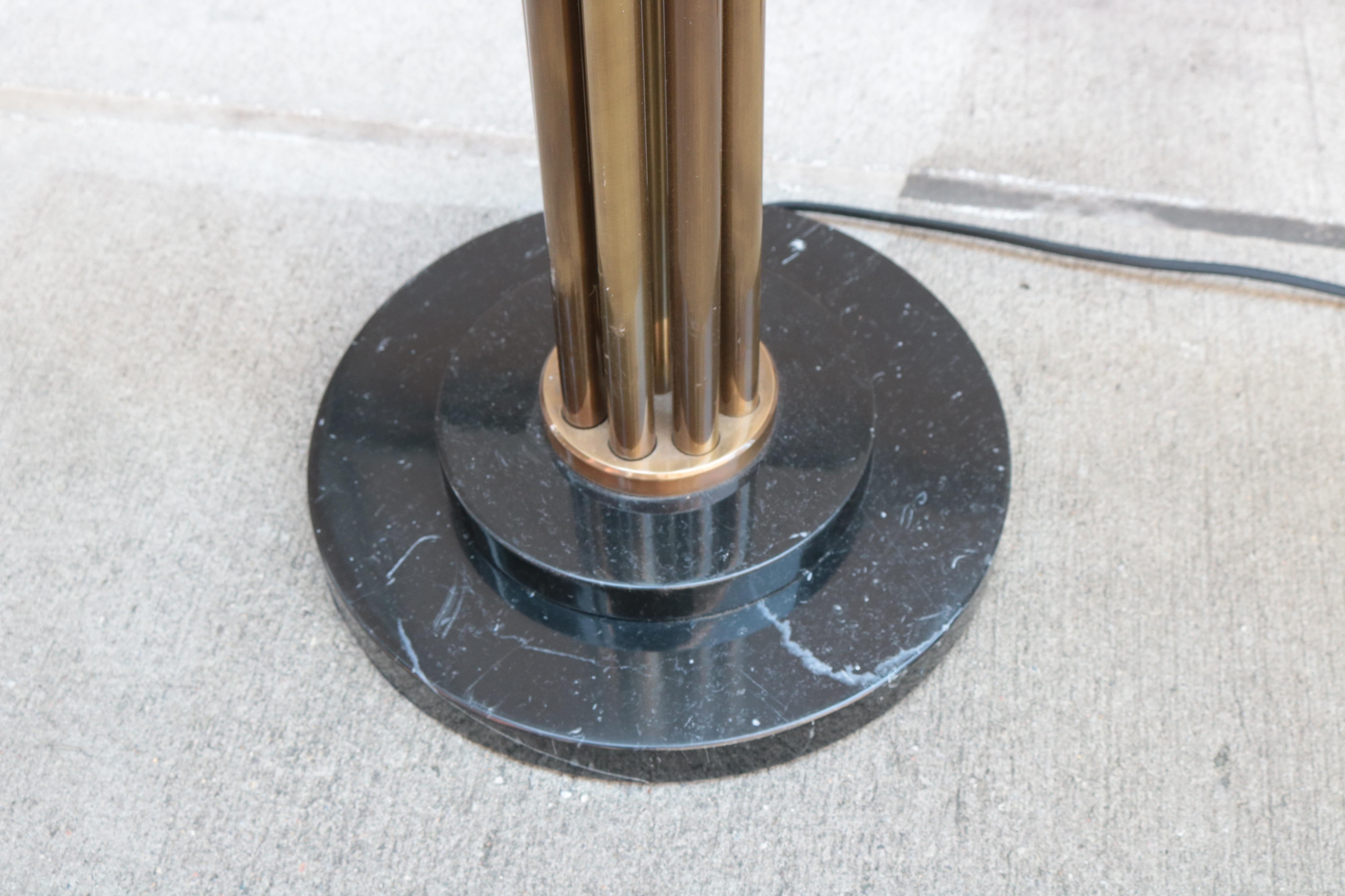 Modernist Floor Brass and Alabaster Lamp In Good Condition For Sale In New York, NY