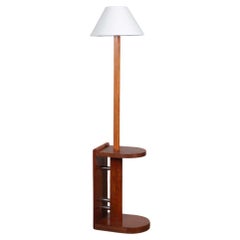Modernist floor lamp in oak and chromed metal, attributed to DIM, 1930s