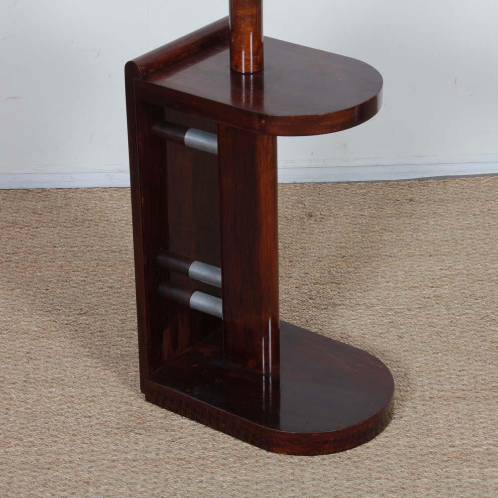 French Modernist floor lamp in wood and chromed metal, attributed to DIM, 1930s For Sale