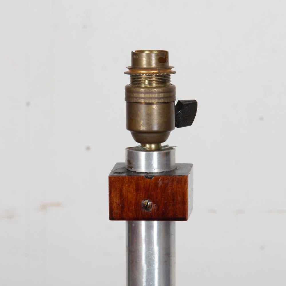 Metal Modernist floor lamp in wood and chromed metal, attributed to DIM, 1930s For Sale