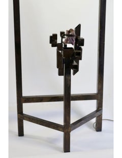 Modernist Floor Lamp, Steel, Amethyst, 1980