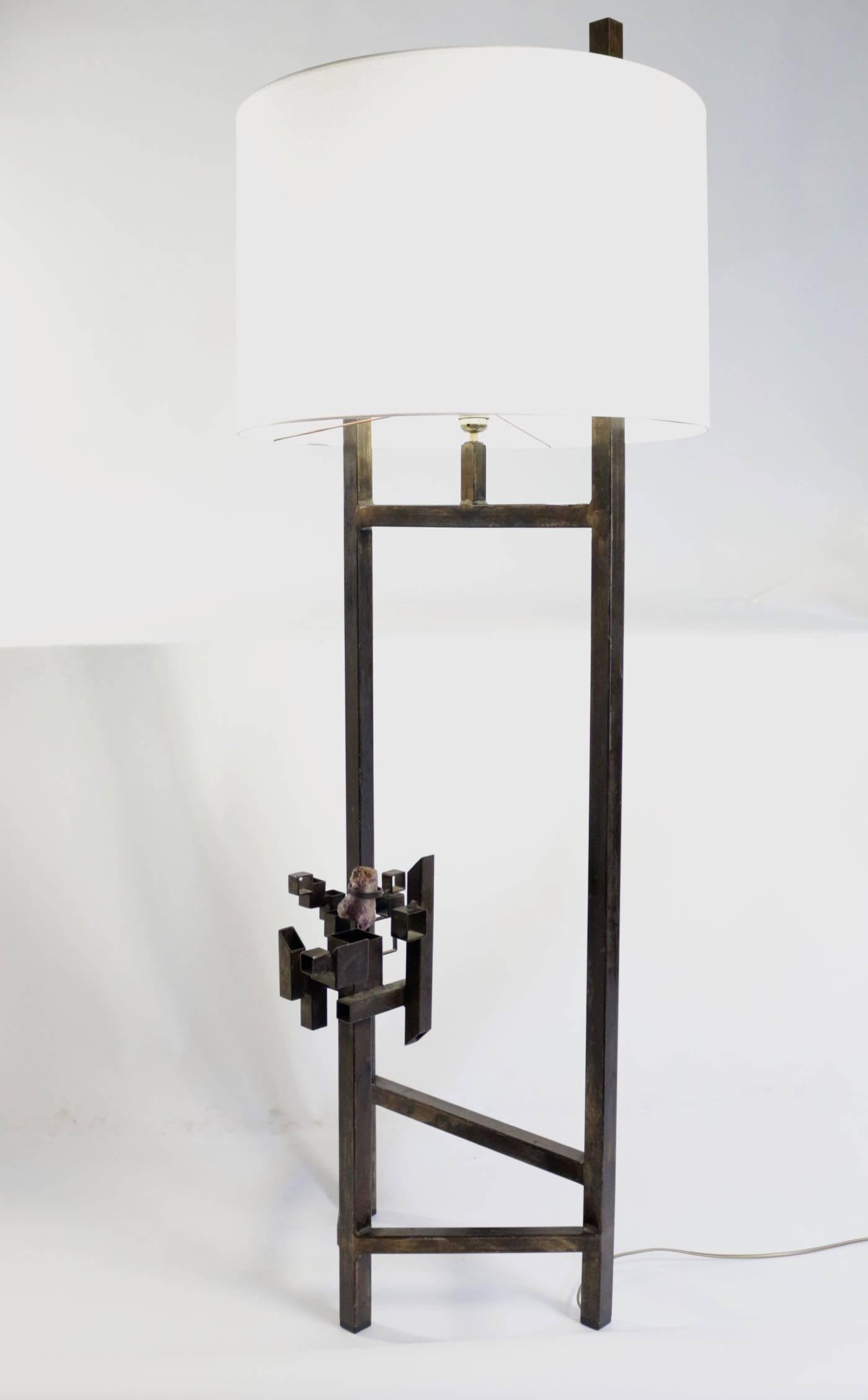 Modernist Floor Lamp, Steel, Amethyst, 1980 3